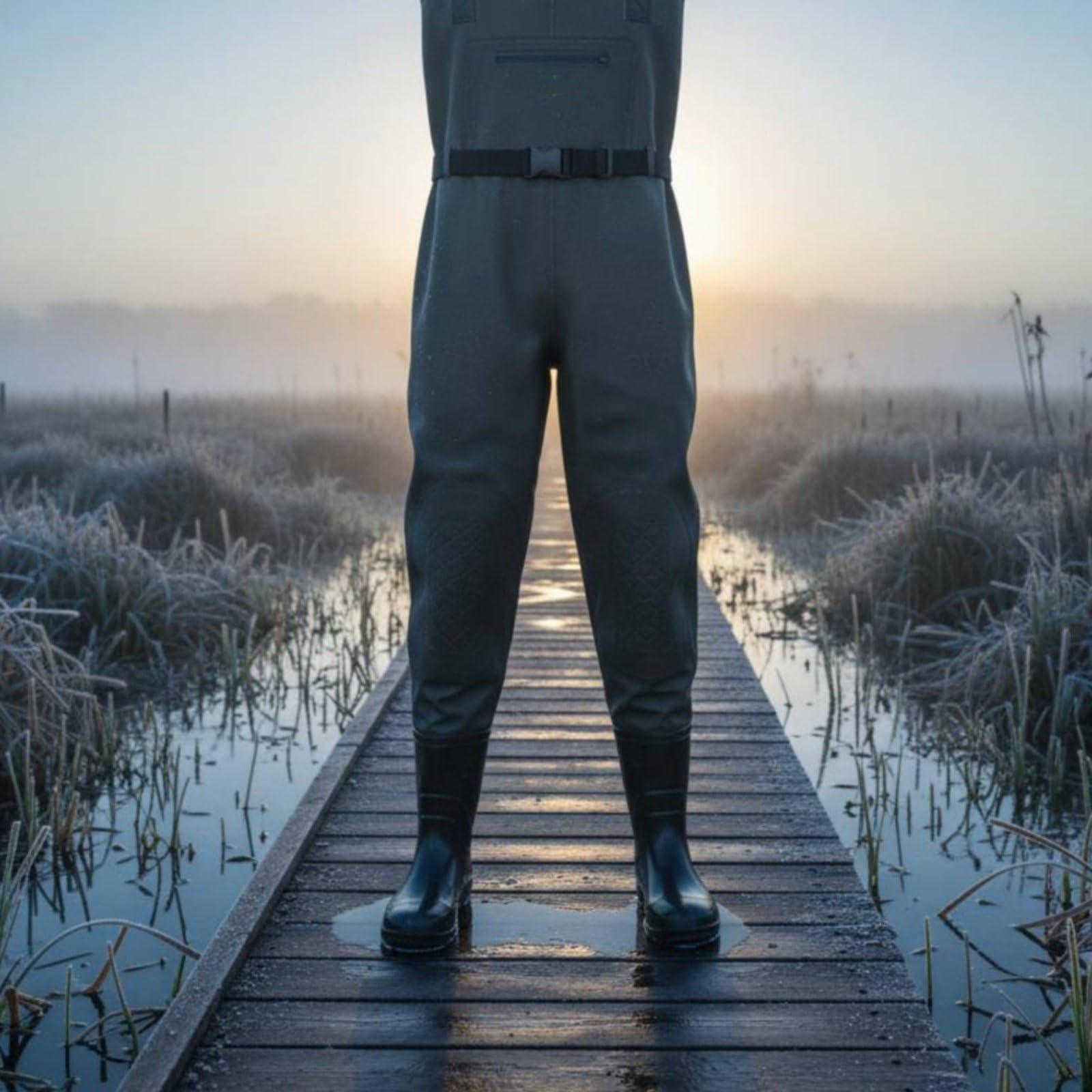 Gralara Waders da Pesca Rinforzato Waders Impermeabili Suola Antiscivolo Salopette da Pesca Impermeabile per Acque Basse, Green, 42
