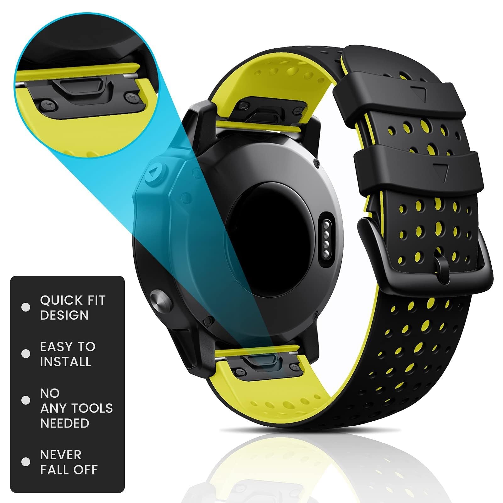 per Garmin Fenix ​​8X Fenix ​​7X Cinturino Sportivo in Silicone Cinturino di Ricambio da 26 mm per Fenix ​​6X/6X Pro/5X Plus/Tactix 7 PRO/Enduro 2/Fenix ​​3/Descent Mk2