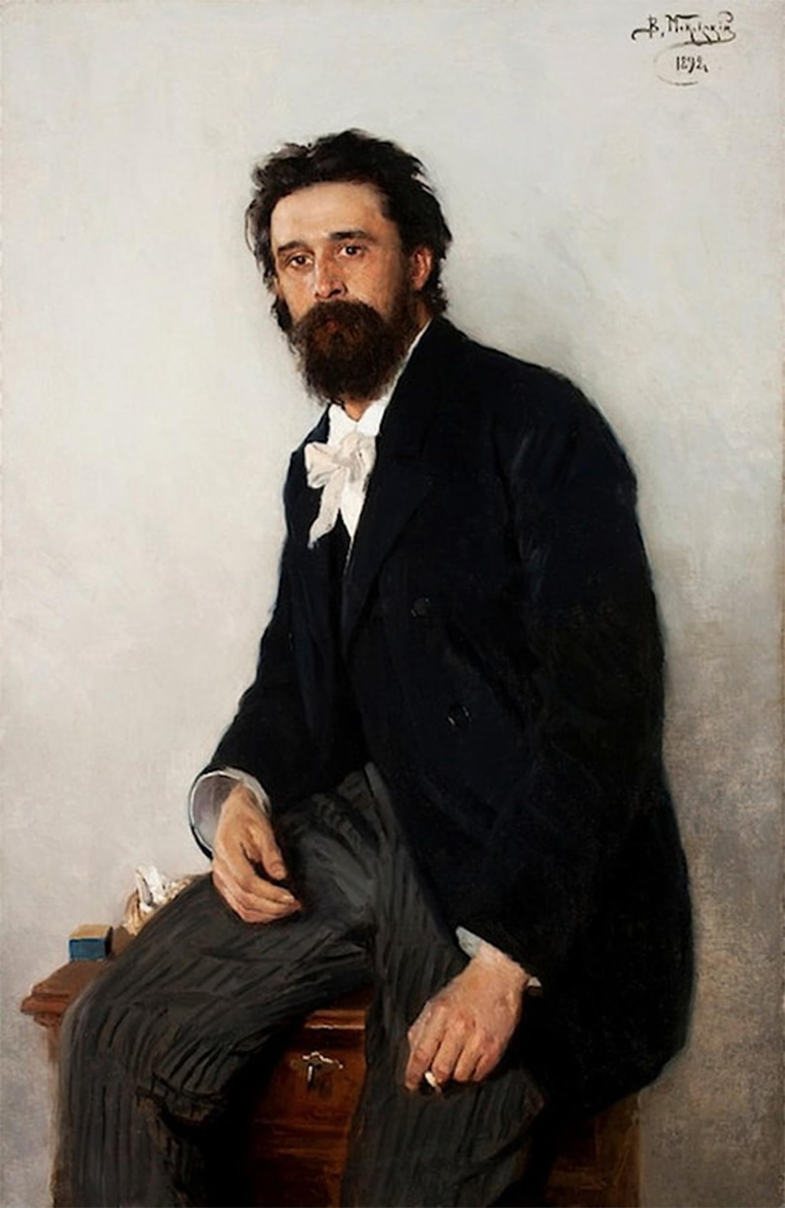 RZHRHJES Vintage Picture Wall Picture Painting Print Poster Portrait of a Painter Sergey Korovin by Vladimir Egorovich Makovsky Abstract Wall Art Painting for Office Decor 60x90cm