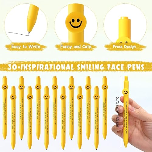 Vista 54 de Fuutreo 50 unidades de regalos de agradecimiento a los empleados, bolígrafos inspiradores, citas motivacionales, bolígrafos con cara sonriente