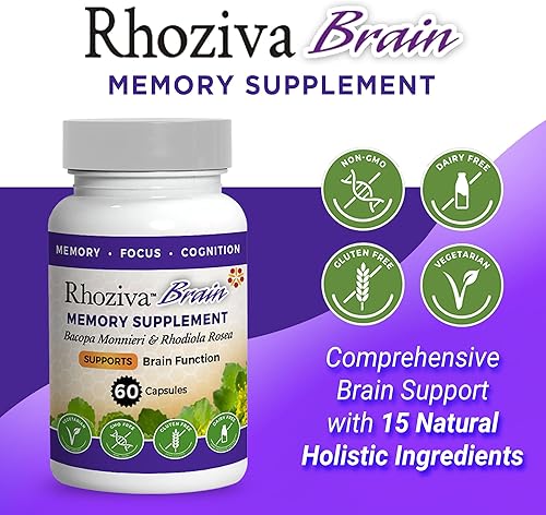 Miniatura 2 de Suplemento cerebral - Memoria y enfoque, Rhodiola Rosea, salud cognitiva, concentración, claridad mental, con Bacopa Monnieri, biotina, nootrópico,