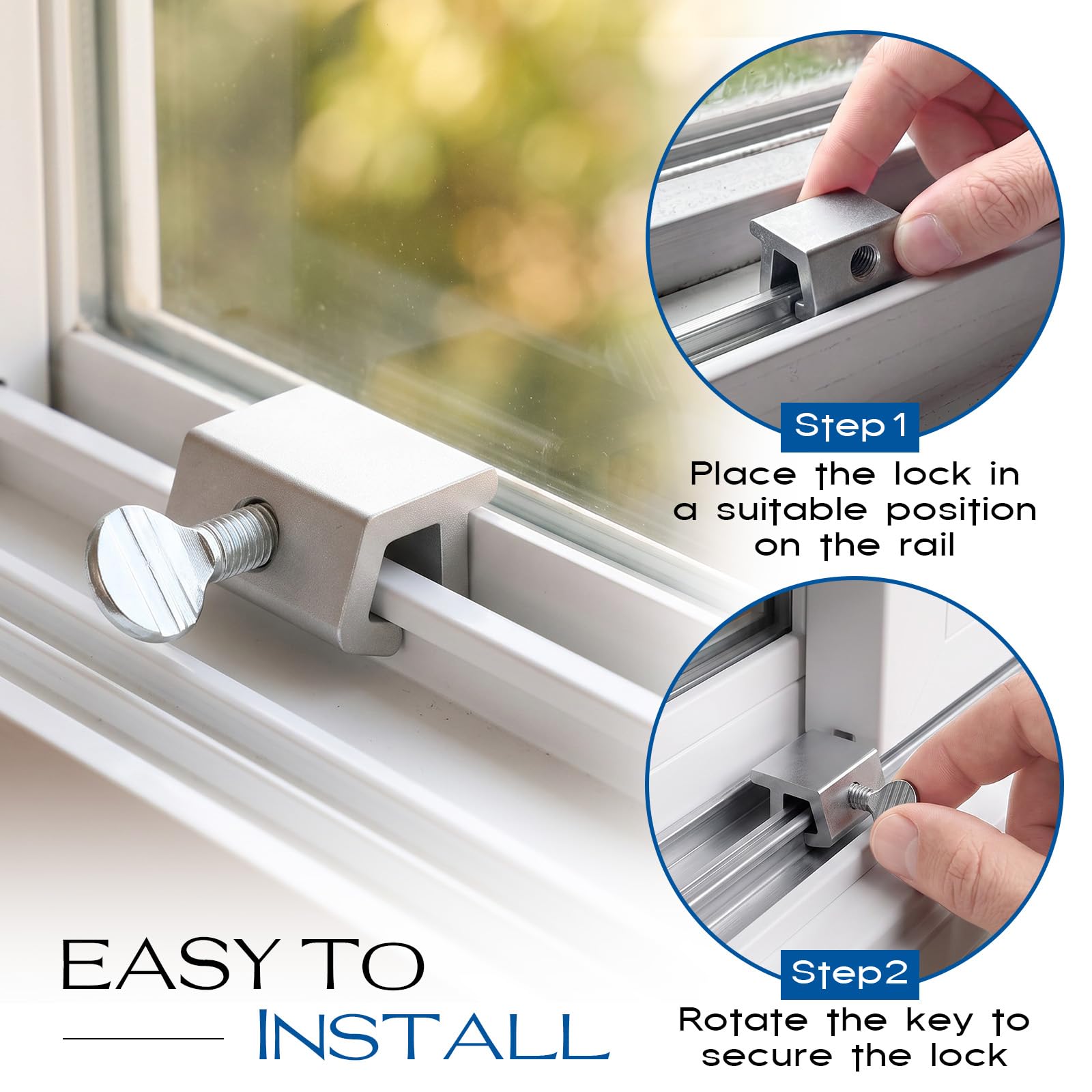 Shimeyao 100 cerraduras deslizantes para ventanas a granel, cerraduras de seguridad de aluminio de metal con llaves para ventanas corredizas verticales u horizontales, plateadas, ajustables hacia