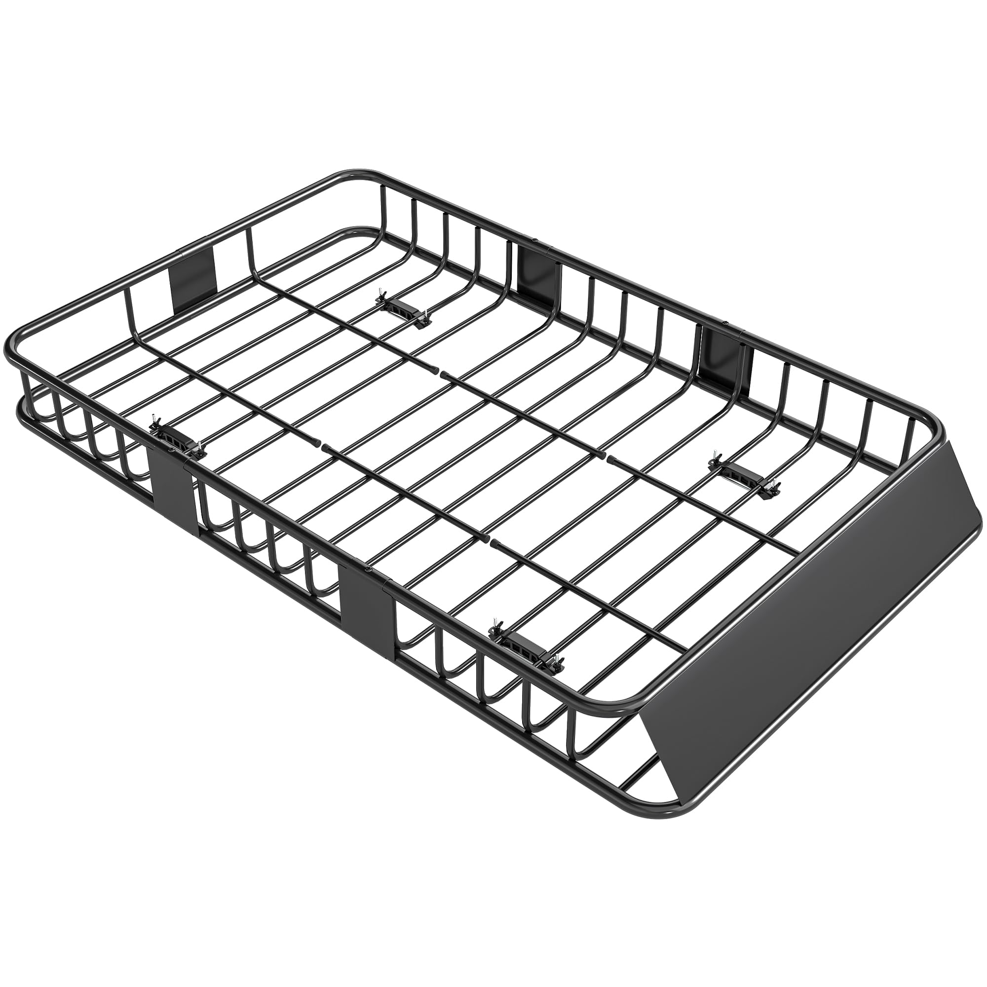 HOMCOM Cesta de Techo Coche Longitud Ajustable Baca Techo Universal Maletero Cesta Maletero Estante Metal Negro 162 x 99 x 16 cm | Portaequipajes de metal para camping, barbacoas, viajes en coche
