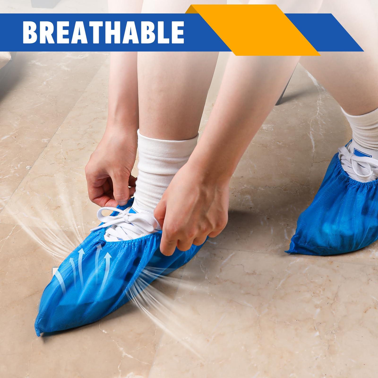 Paquete de 600 fundas desechables para zapatos (300 pares), duraderas y reutilizables para interiores, tela no tejida azul, fundas desechables para botas y zapatos, tamaño más grande para varios