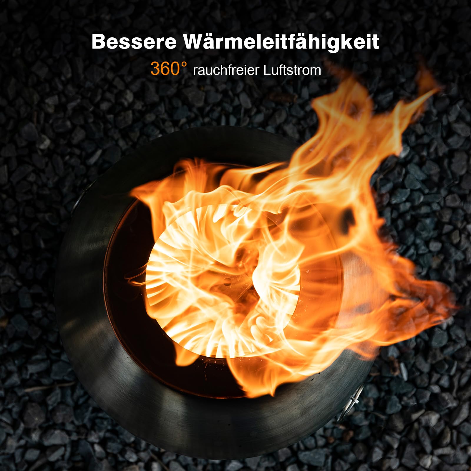 CHANGEMOORE Rauchfreie Feuerschale Ø29cmmit Dreifachverbrennung 150% Effizienz, Kugel-Feuertonne mit Holzvergaser & Aschelade für 360° Wärme, Garten, Terrasse, Camping (Raucharm & Tragbar), Grill