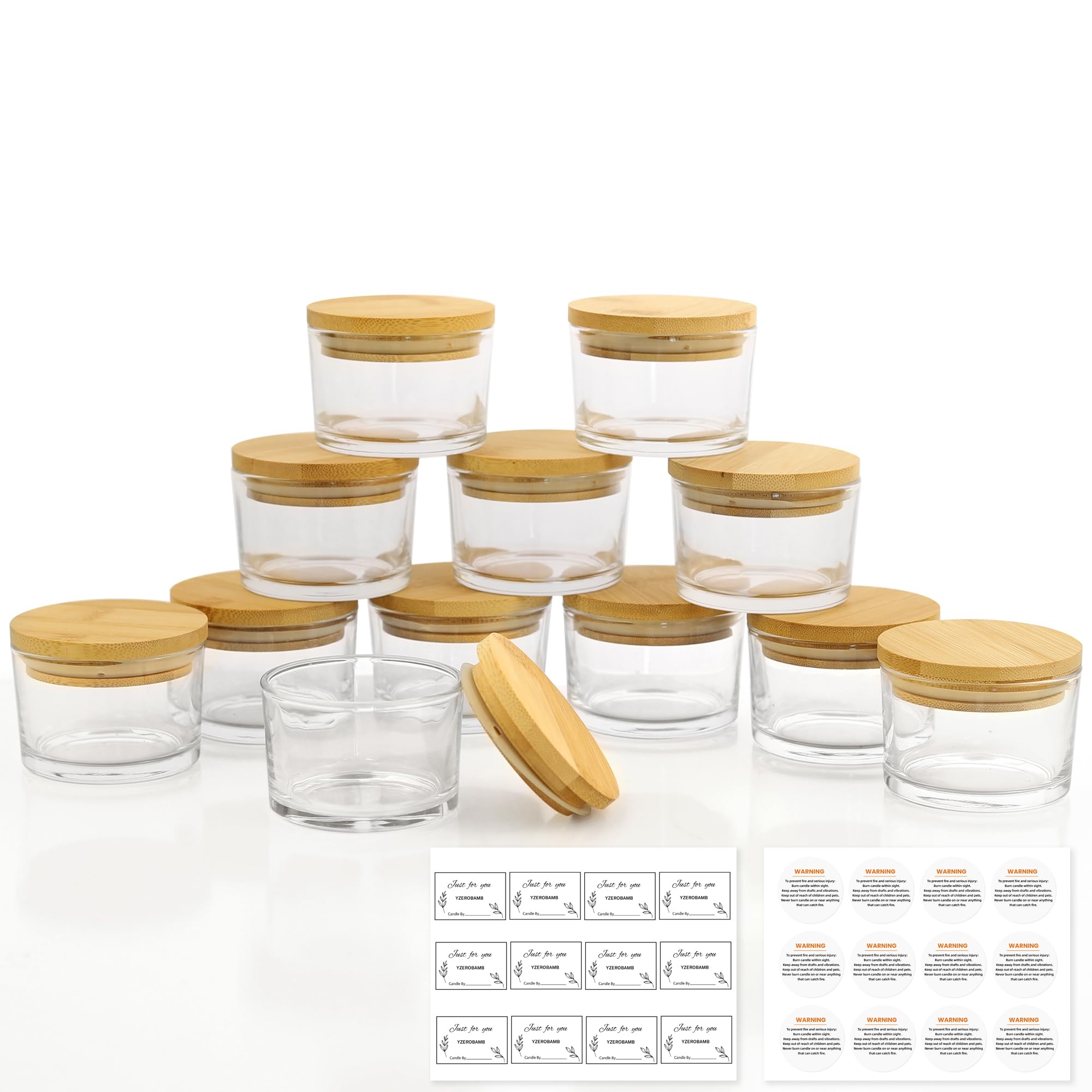 YZEROBAMB 12 Pack 4 OZ Thick Heat-Resistant Glass Candle Jars with