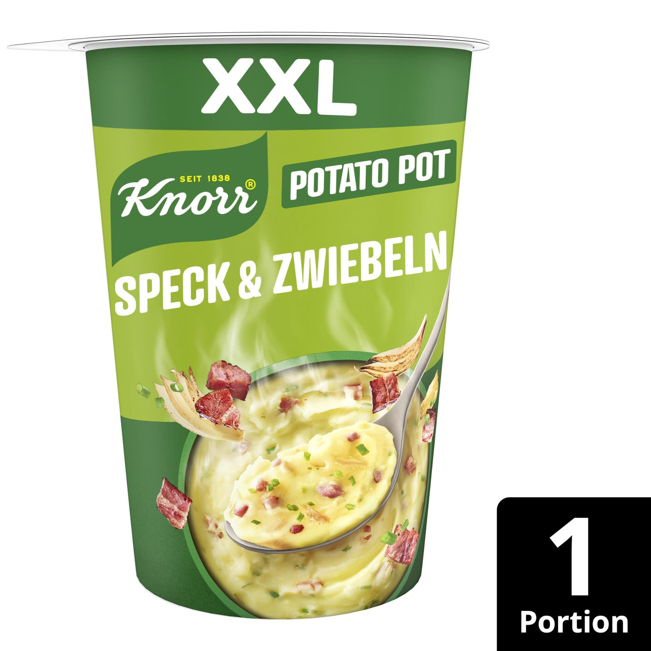 Knorr Potato Pot Speck & Zwiebeln XXL leckeres, schnelles Kartoffelgericht fertig in nur 5 Minuten 76 g 1 Stück