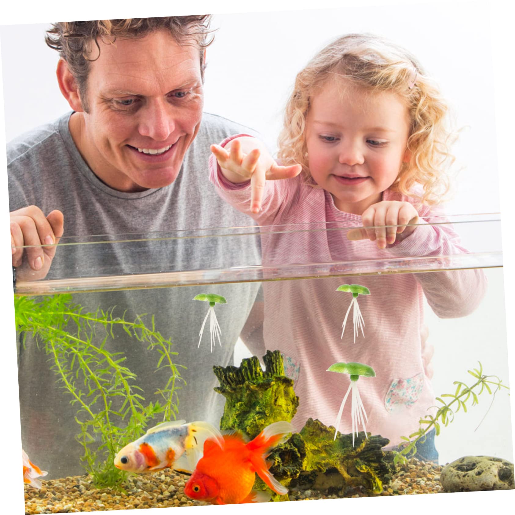 Alipis 4 Juegos Hoja de Loto de lenteja de Agua simulada Acuario Artificial Aquarium Fish Artificial Largo Falso Planta de lenteja de Agua emulada Acuario Plantas flotantes páginas Verde