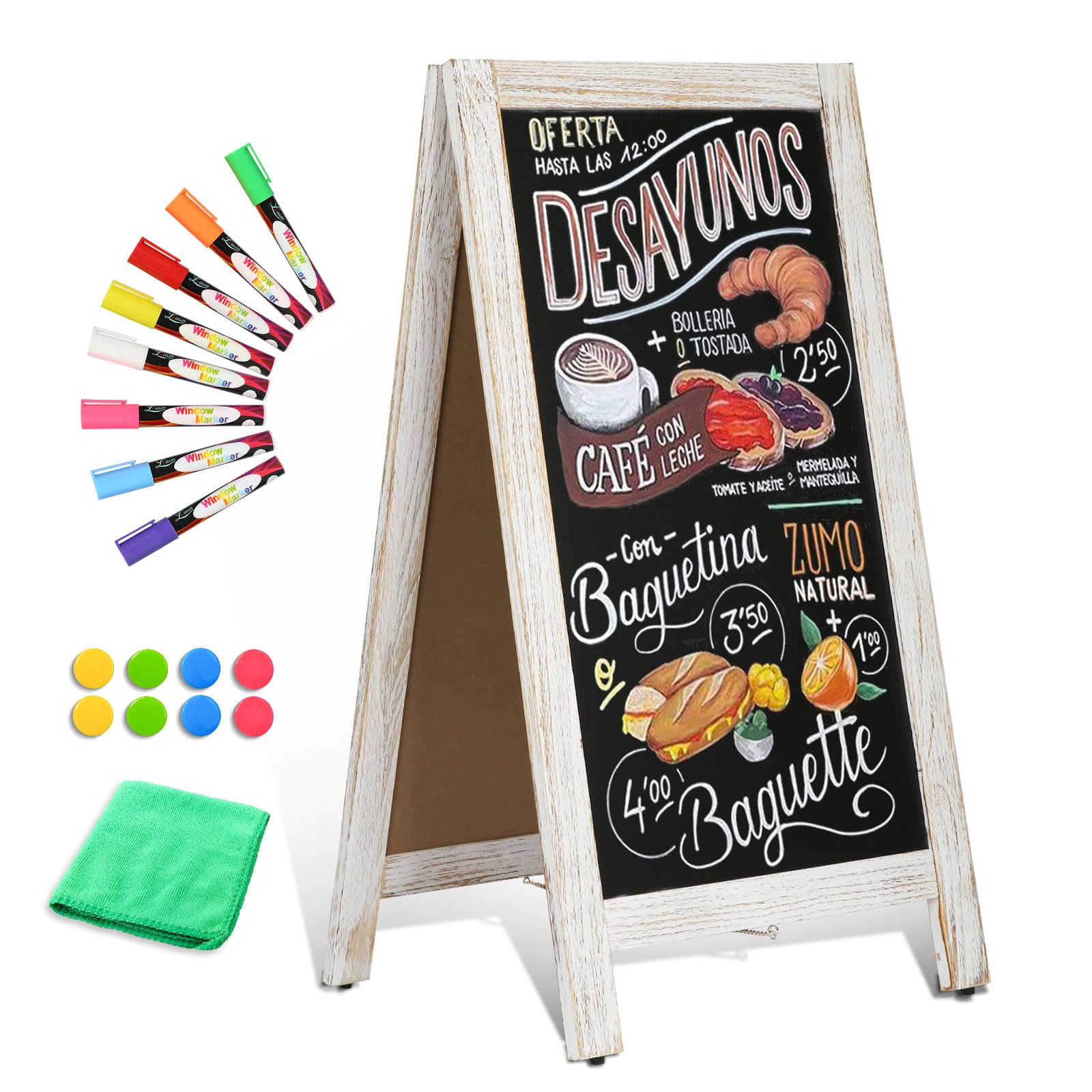 Double-Sided Magnetic 40" x 20" White Chalk Board Sign Board