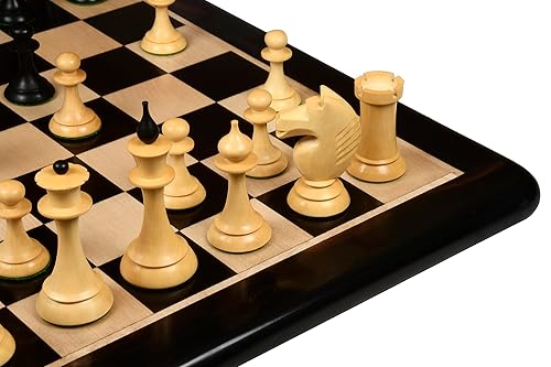Miniatura 4 de The 1950s Soviet (Russian) Latvian Reproduced Chess Pieces in Ebonized Boxwood & Natural Boxwood - 4.1" King