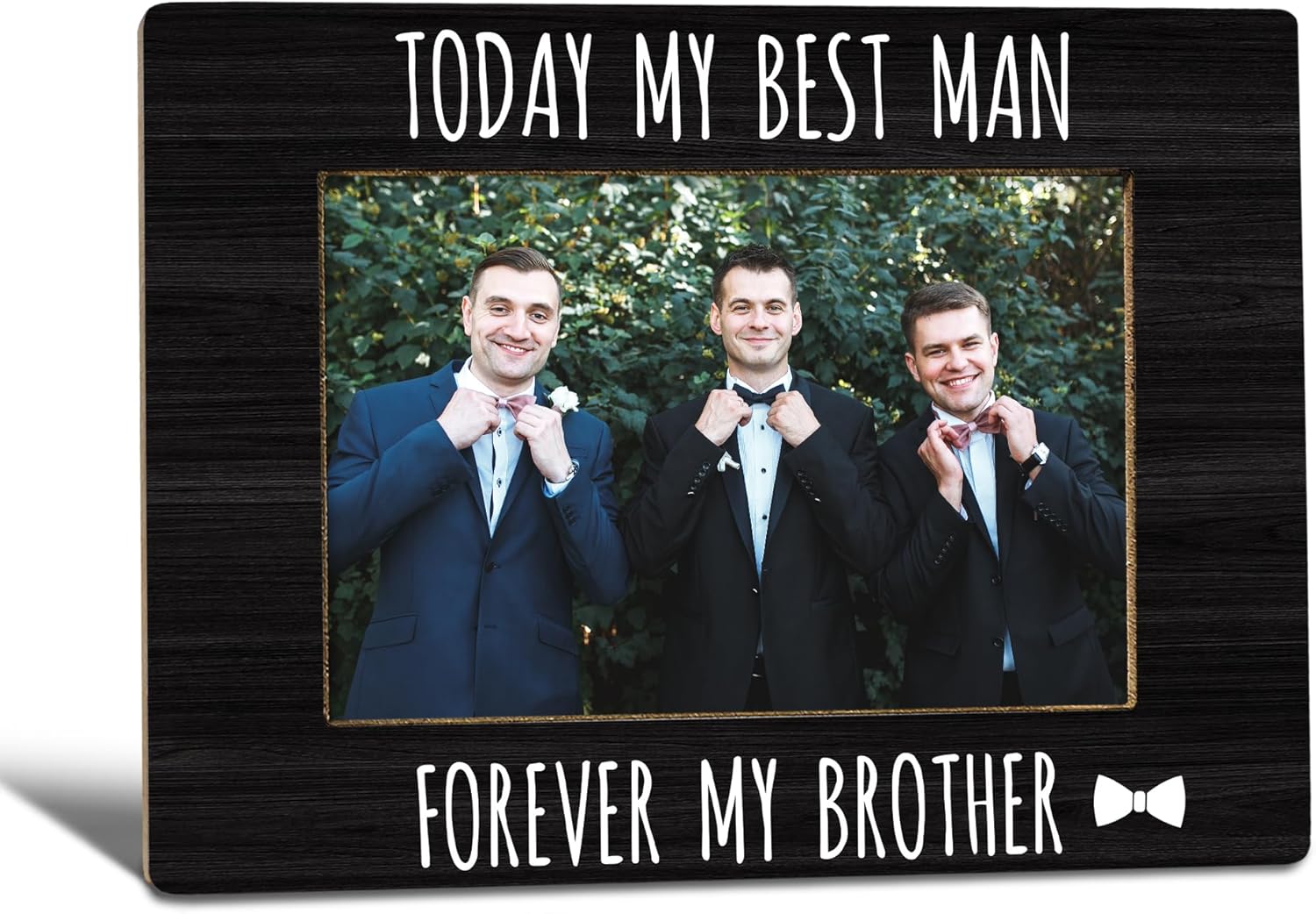 Today My Best Man Forever My Brother Picture Frame, Best Man Gifts from Groom, Groomsman Proposal Gifts Photo Frame 4×6, Groomsman Wooden Photo Picture Frames for Desk Tabletop Decor