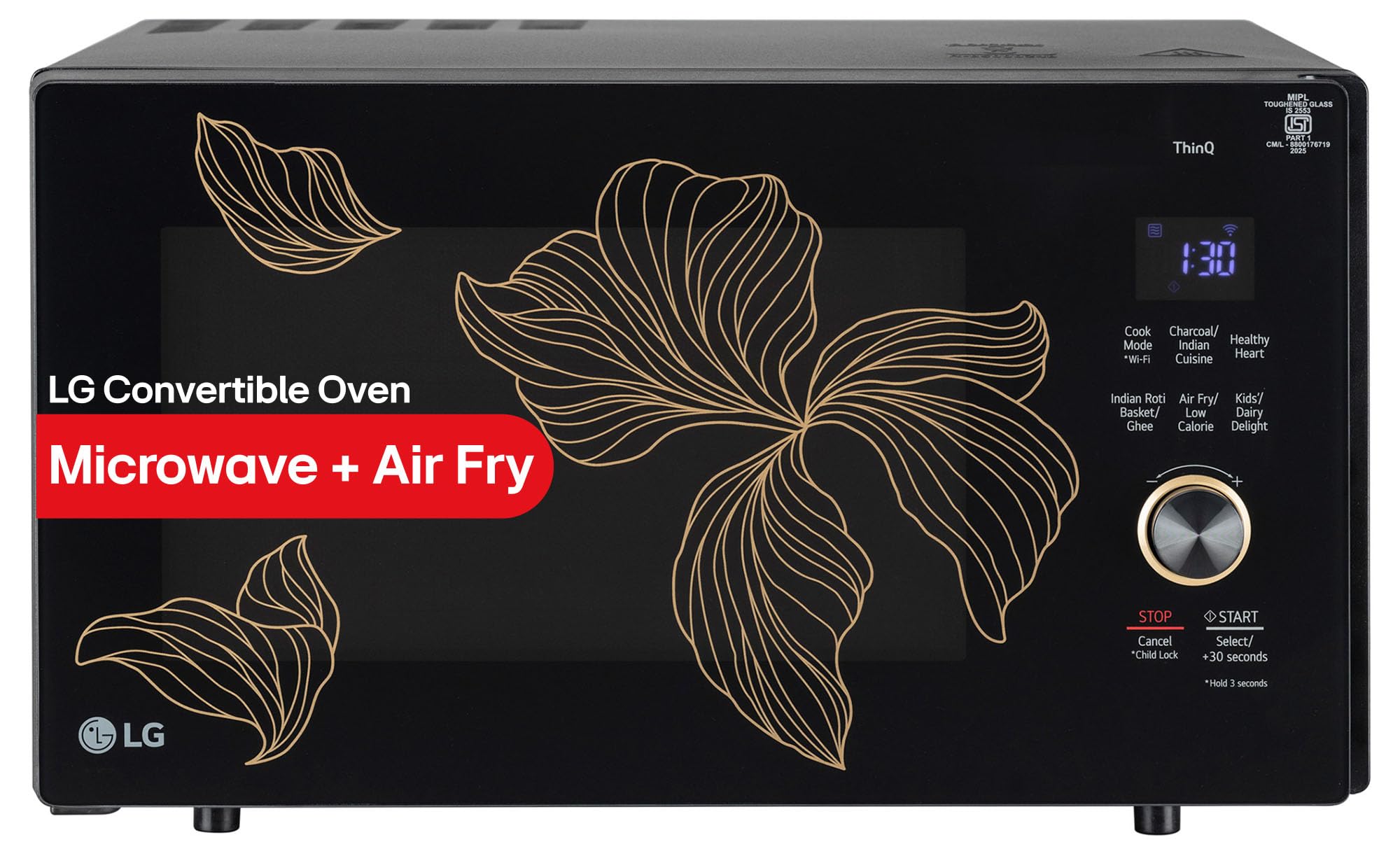 LG 28 L, Convertible Microwave Oven with Air Fry, Charcoal Lighting Heater, Wi-Fi Enabled (MJEN286UGWF, Black, Motorised Rotisserie, 60 Air Fry Recipe, 40 Scan to Cook Recipes & 331 Auto Cook Menu)-image-5