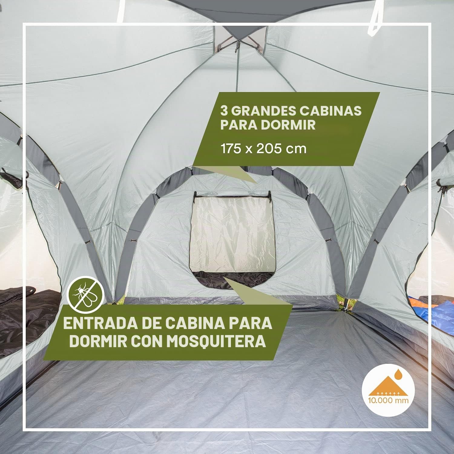 skandika Daytona 6 - Tienda de campaña Familiar - mosquiteras - Columna de Agua 3000 mm - 530 x 370 cm