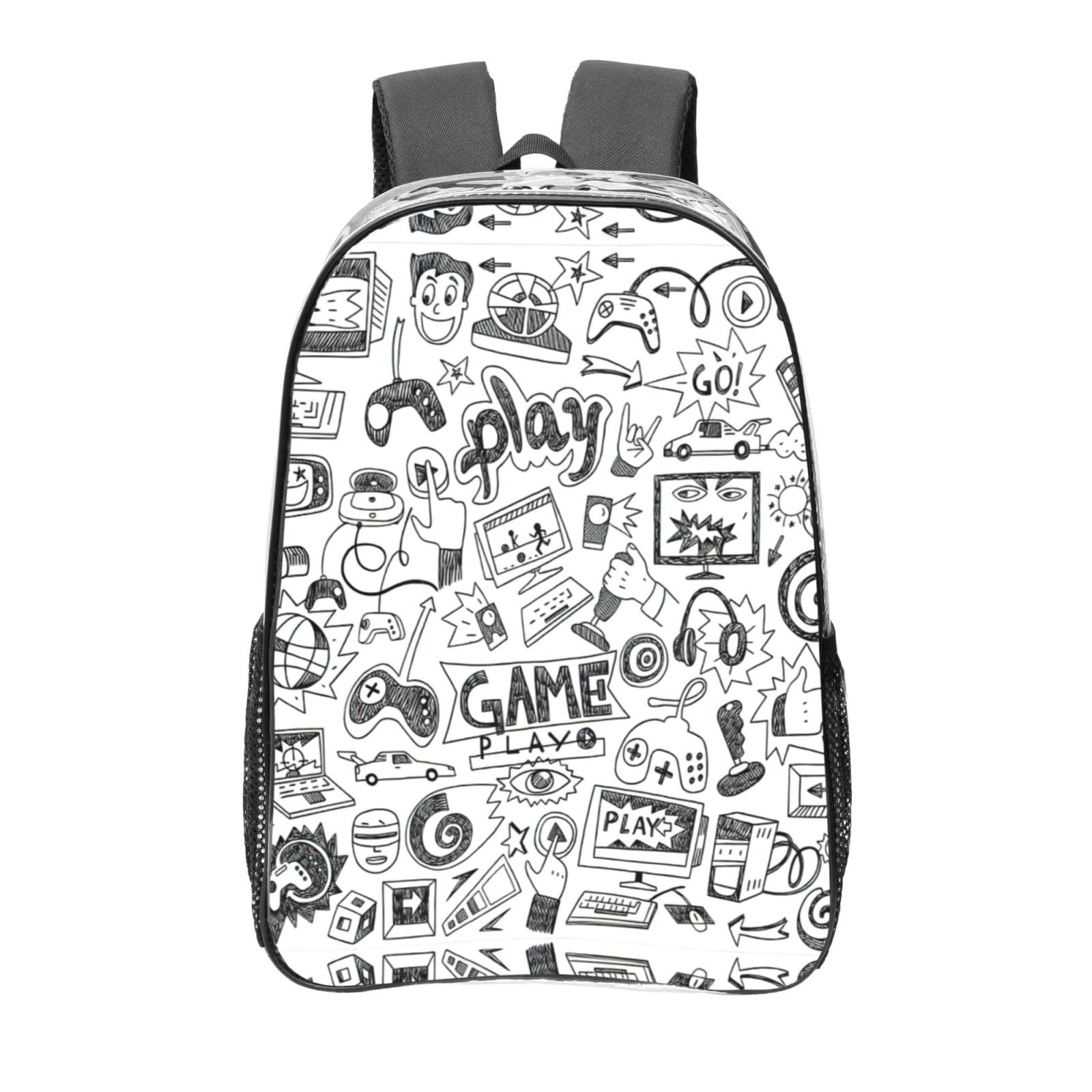 Mochila transparente unisex de alta resistencia y diseño monocromático 8