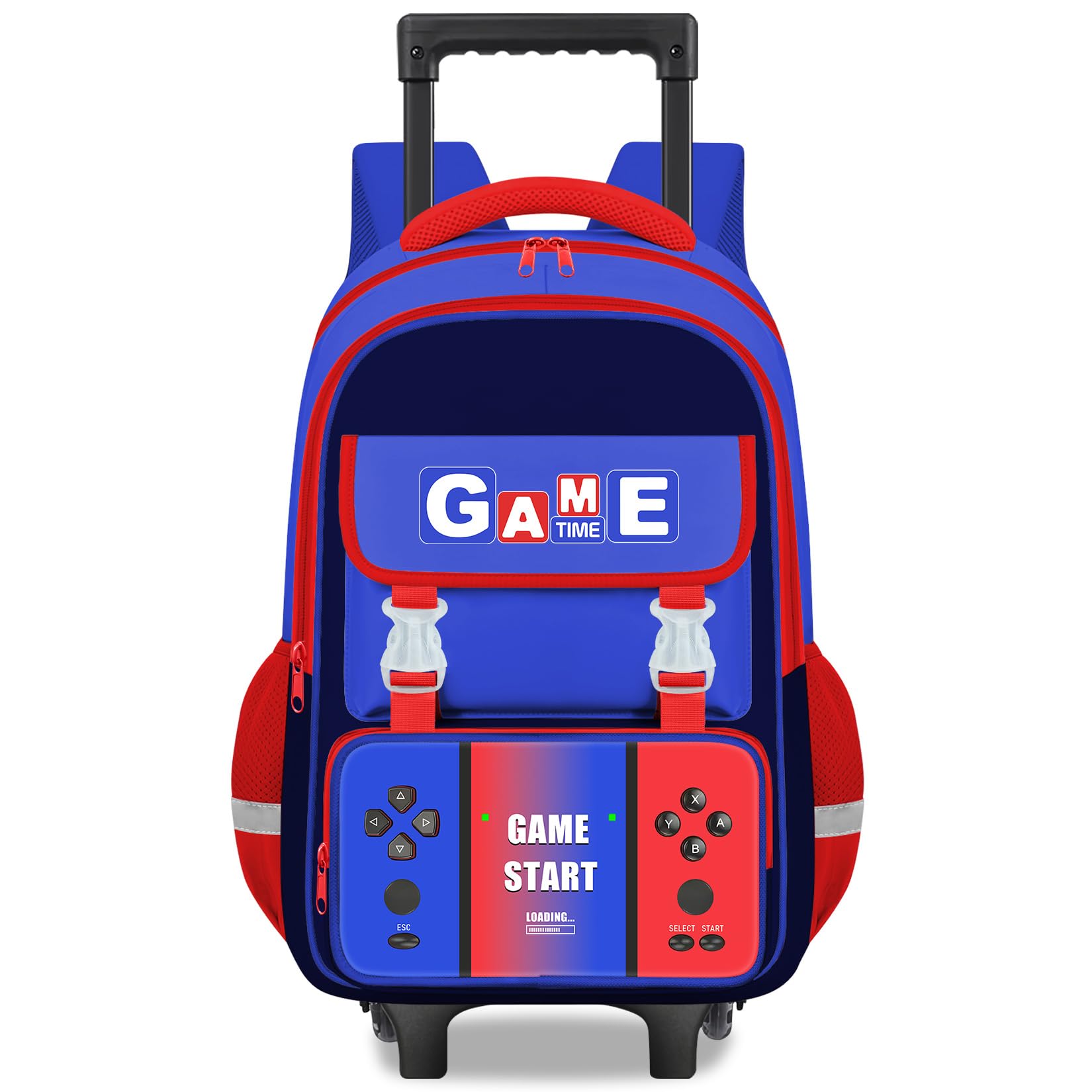 Meridova Kids Rolling Backpack for Boys - Gamer Boys Rolling Backpack with Wheels for School & Travel,Lightweight Roller Bookbag for Elementary Middle