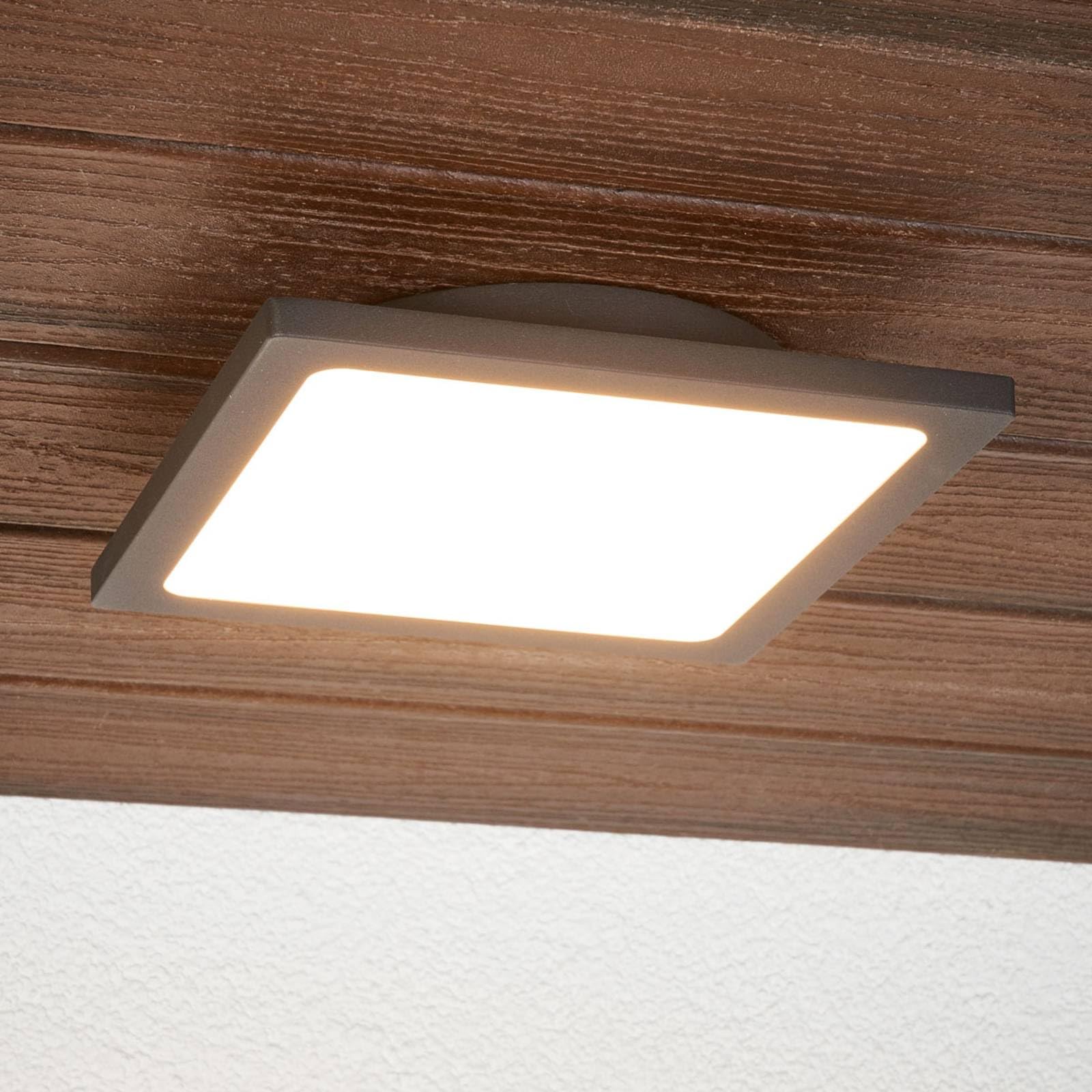 Lucande Mabella LED Deckenleuchte mit Bewegungsmelder Schwarz Aluminium Außenleuchte