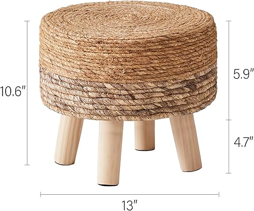 Miniatura 3 de Cpintltr Otomana de Exterior de Hierba Marina Taburetes Pufs Tejidos a Mano Taburete Redondo para Pies para Sofá Escritorio Taburete de Escalón