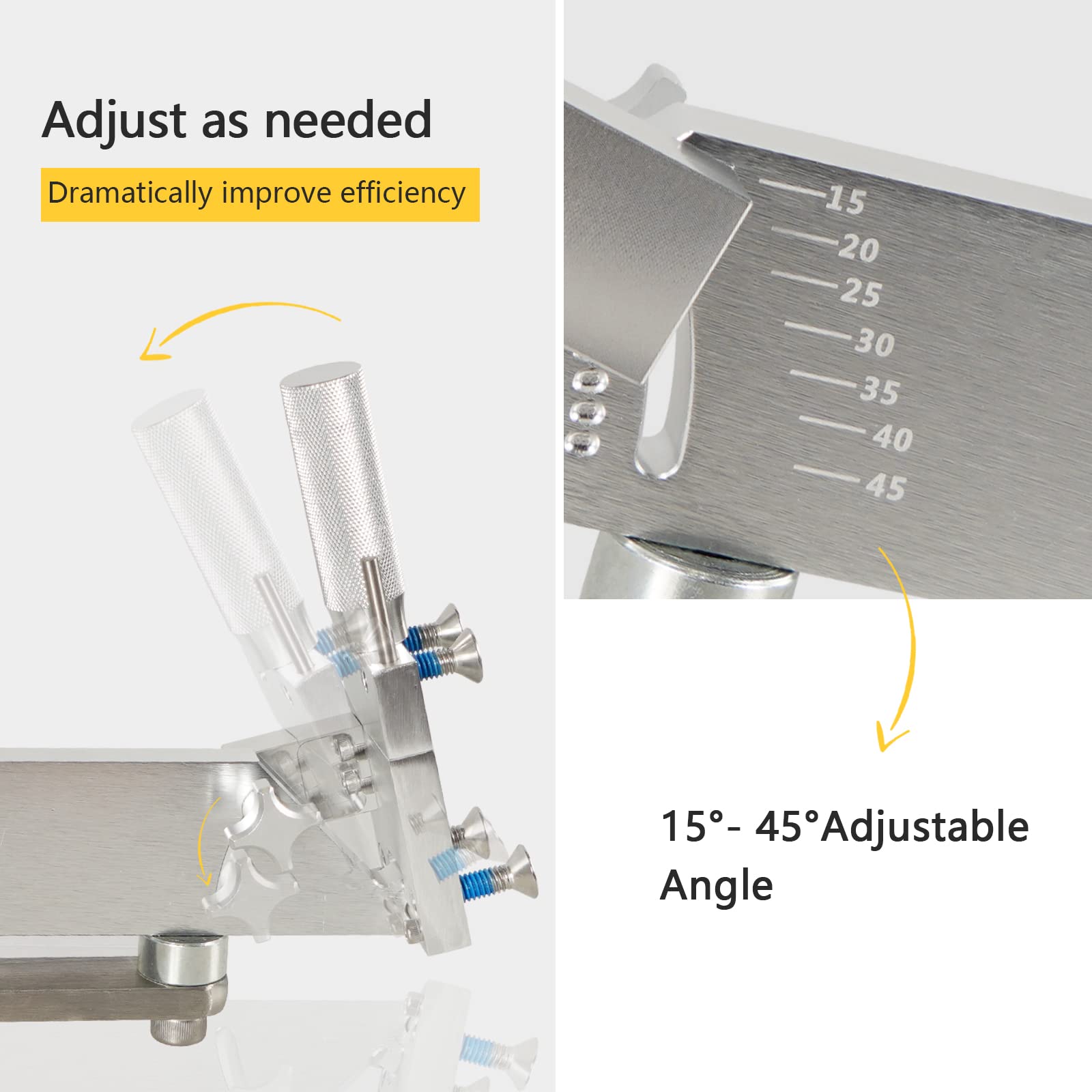 Kit de afilador de cuchillas de cortacésped ajustable de 15 ° - 45 ° para cuchillas de cortacésped de mano derecha e izquierda - Plata