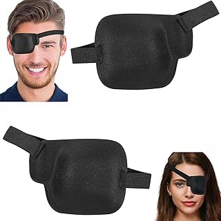 2Pcs 3D Eye Patches for Left and Right Adults Adjustable Eye Adjustable Medical Eyepatch for Lazy Eye Large Black (Left Eye + Right Eye)