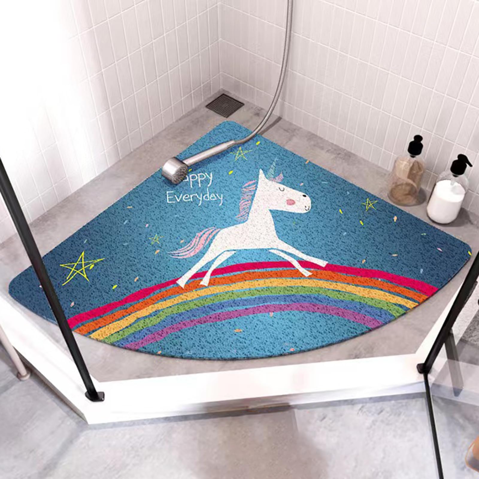 Wansiman Quadrant Shape Shower Mats,Anti-Slip Quadrant Bath Mat,Rubber Corner Shower Mat,Rubber Bath Mat For Corner Shower,Washable,Non-Slip Bottom,Triangular,Quick Dry,For Shower,Bathroom,Toilet