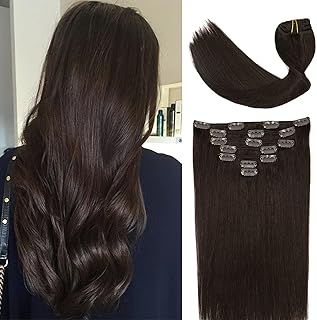 Clip in Hair Extensions Human Hair Double Weft 8A Grade No Tangling No Shedding 100% Remy Human Hair 15 Inch 7pcs 70g Dark Brown Hair Real hair for Fashion Women