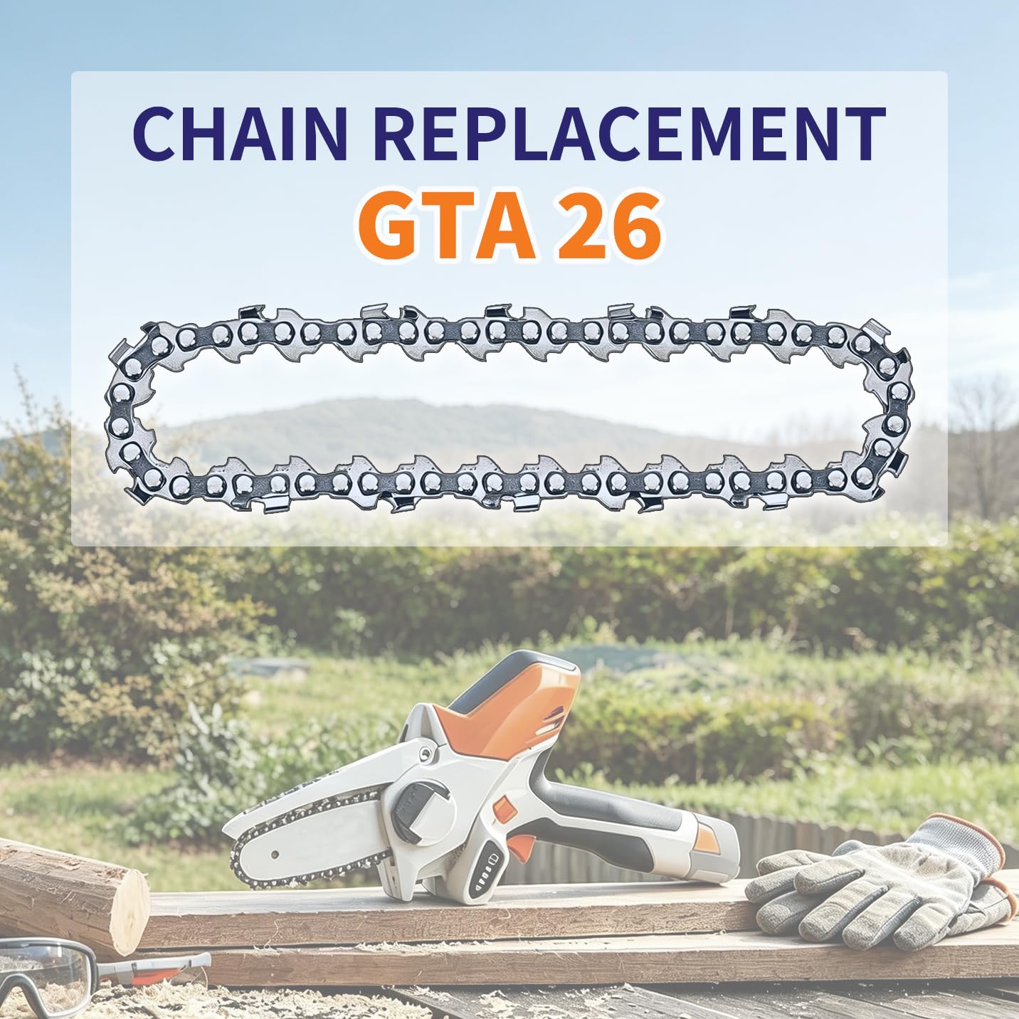 4 Stück Sägeketten für STIHL GTA 26 Gehölzschneider, Kettensäge Ersatzkette | Teilung 1/4"LP, Stärke .043" (1,1 mm), Treibglieder 28, Schwerter 4" (10 cm), Teilenummer 3670 005 0028
