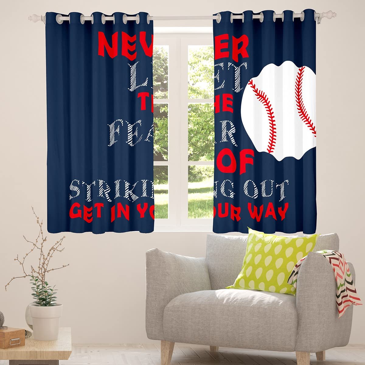 Tende oscuranti da baseball 30% -50% per giochi sportivi per camera da letto Baseball Gaming tende per finestre per bambini ragazzi regalo per amanti del baseball trattamenti per finestre W52* L90