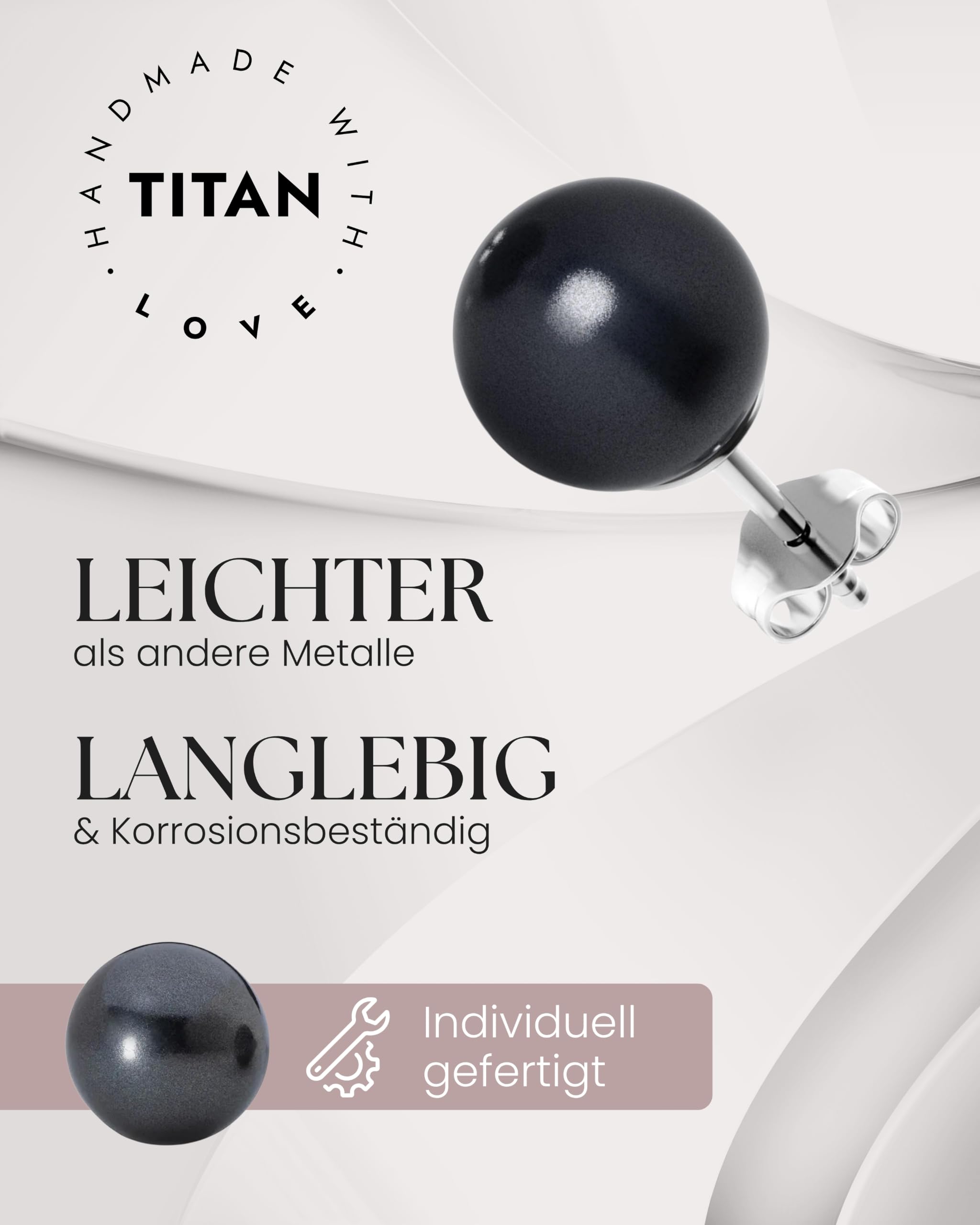 TIABELLE – Ohrstecker CRYSTAL PEARL aus Titan mit glänzenden Swarovski® Perlen – Perlenohrringe für Damen – allergenfrei & hautverträglich – Handmade in Germany