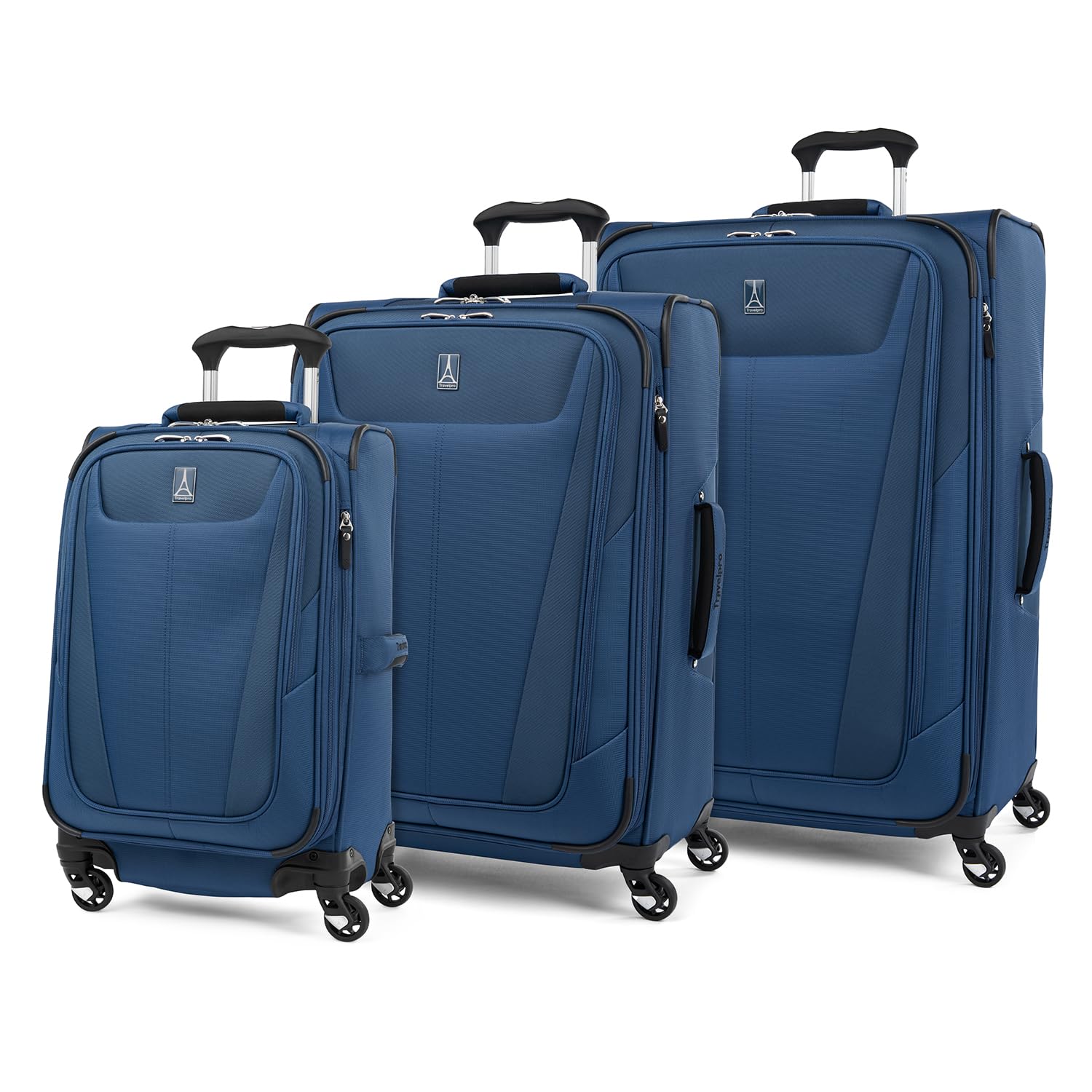 Maxlite 5 Softside Expandable Luggage with 4 Spinner Wheels, Lightweight Suitcase, Men and Women, Sapphire Blue, 3-Piece Set (21/25/29)