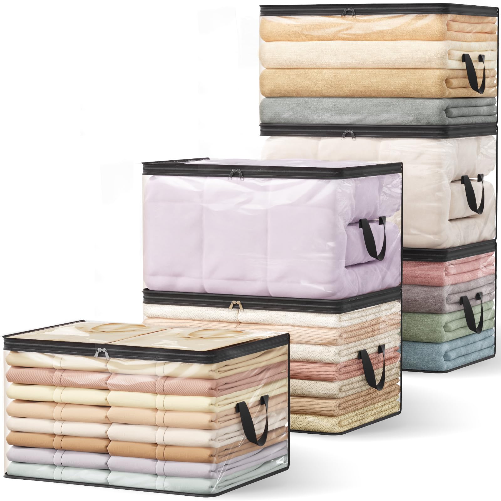 Lifewit 6 Pack Clear Clothes Storage Bags, 90L Plastic Blanket Storage Bag