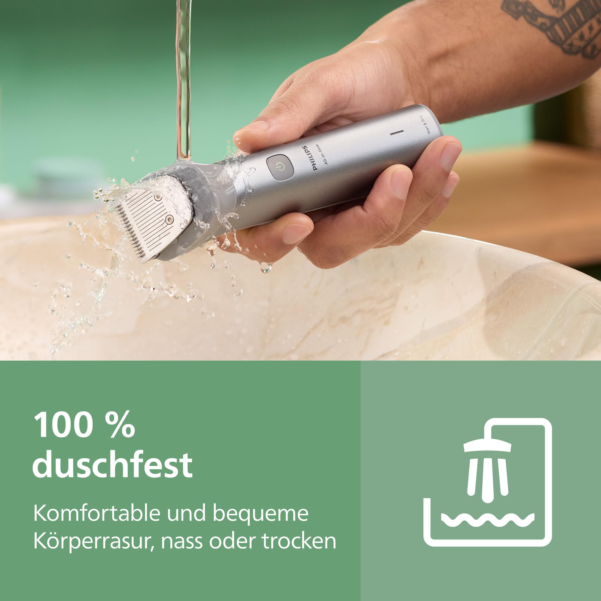 PHILIPS Multigroom Series 5000 All-in-One 11-teiliger Barttrimmer und Haarschneider für Gesicht, Kopf und Körper, selbstschärfende Metallklingen, 17 Längeneinstellungen (0,5-16 mm), Modell MG5951/15