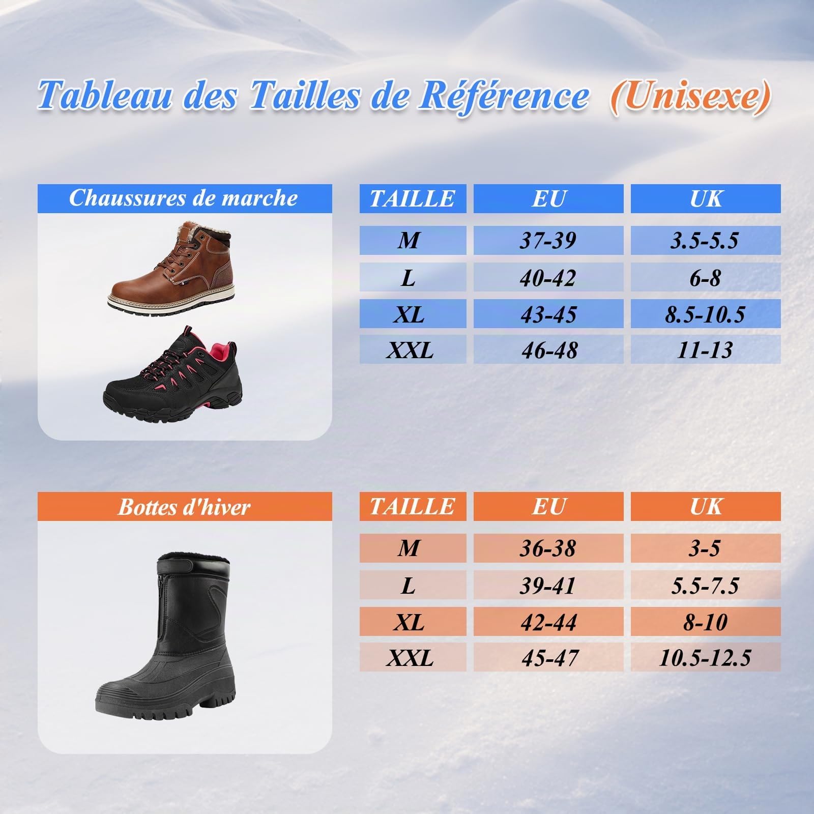 HONYAO Crampons, Crampon Neige Chaussures Bottes, Crampons à Glace pour Hommes Femmes, Véritables Pointes en Acier Inoxydable et Silicone Durable, Anti-Slip Crampons pour Marche Randonnée Pêche