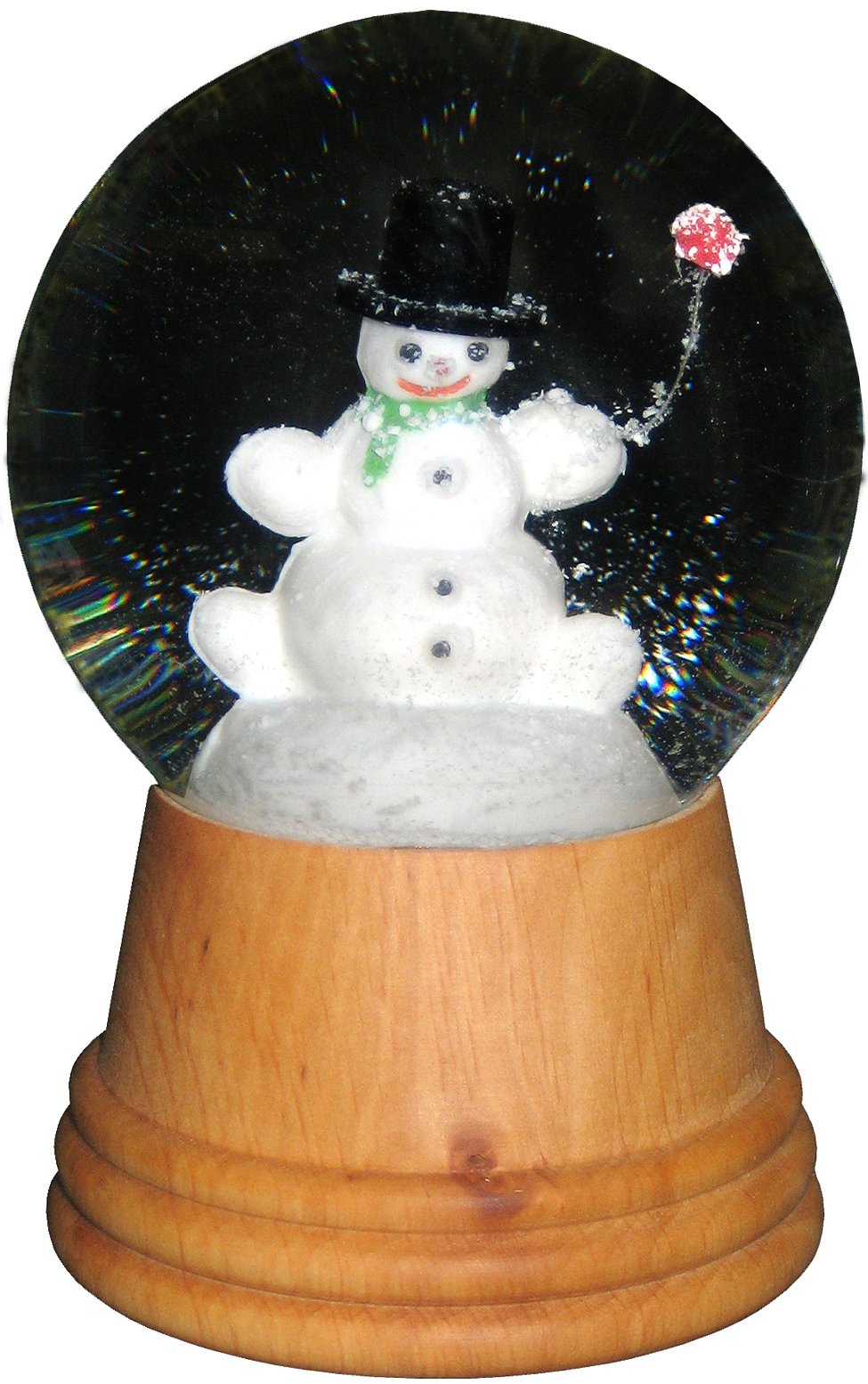 Alexander Taron Importer Perzy Snowglobe, Medium Snowman with Wooden Base-5" H W x 3" D, Brown, 5" x 3" x 3"