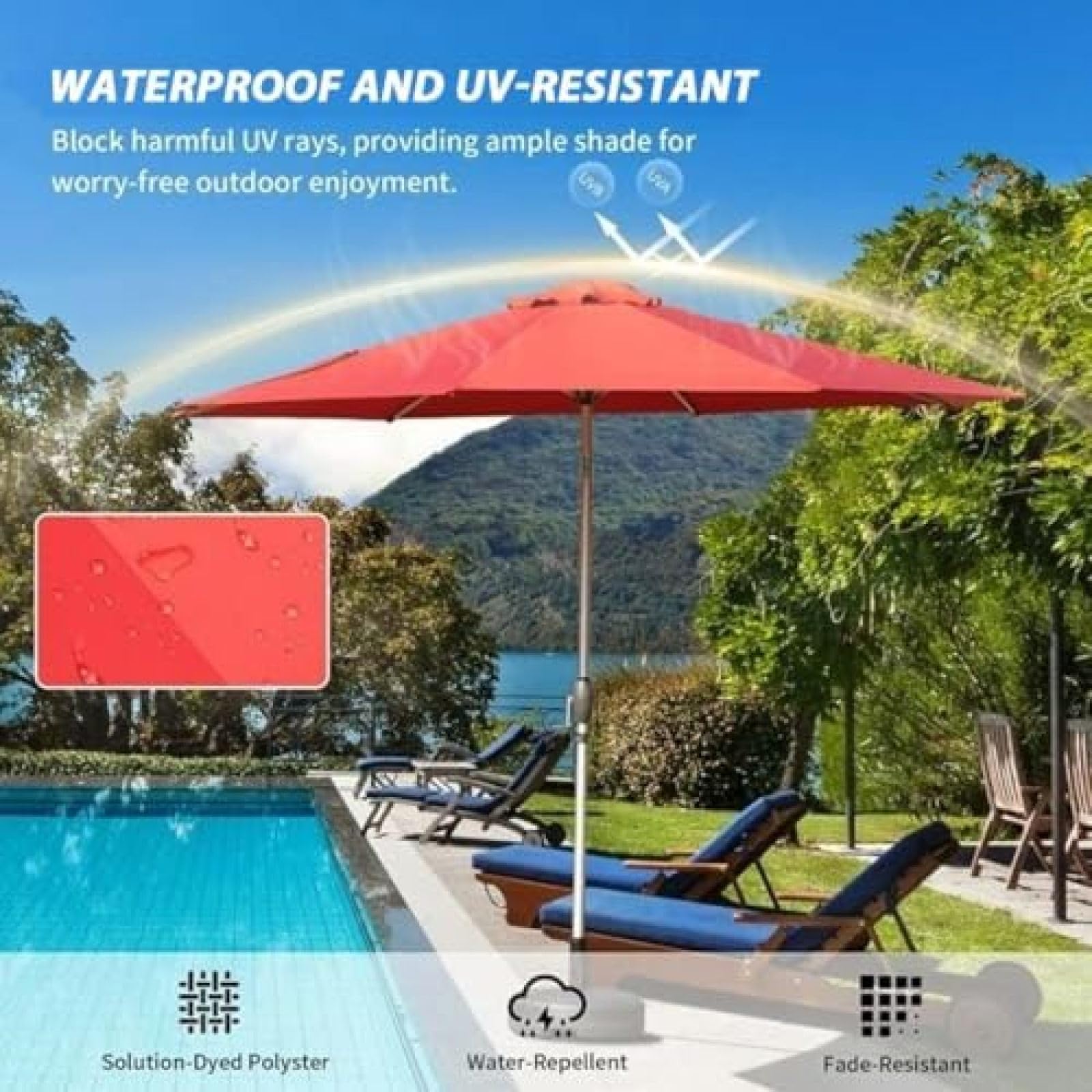Copertura di ricambio per ombrellone a 8 bracci, protezione dai raggi UV, impermeabile e traspirante, perfetta per esterni patio e piscina, design durevole ed elegante