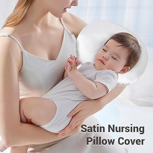 Miniatura 5 de Aramox Funda de almohada de satén súper suave, compatible con la almohada de lactancia, lavable, agradable a la piel, transpirable para una