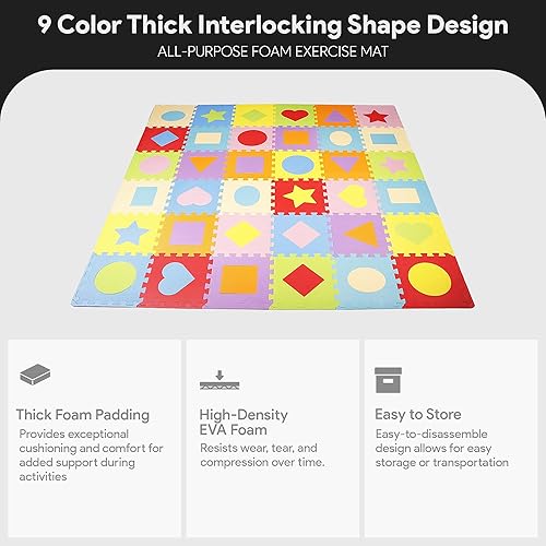 Miniatura 2 de BalanceFrom Tapete de juego de rompecabezas para niños con azulejos entrelazados de espuma EVA