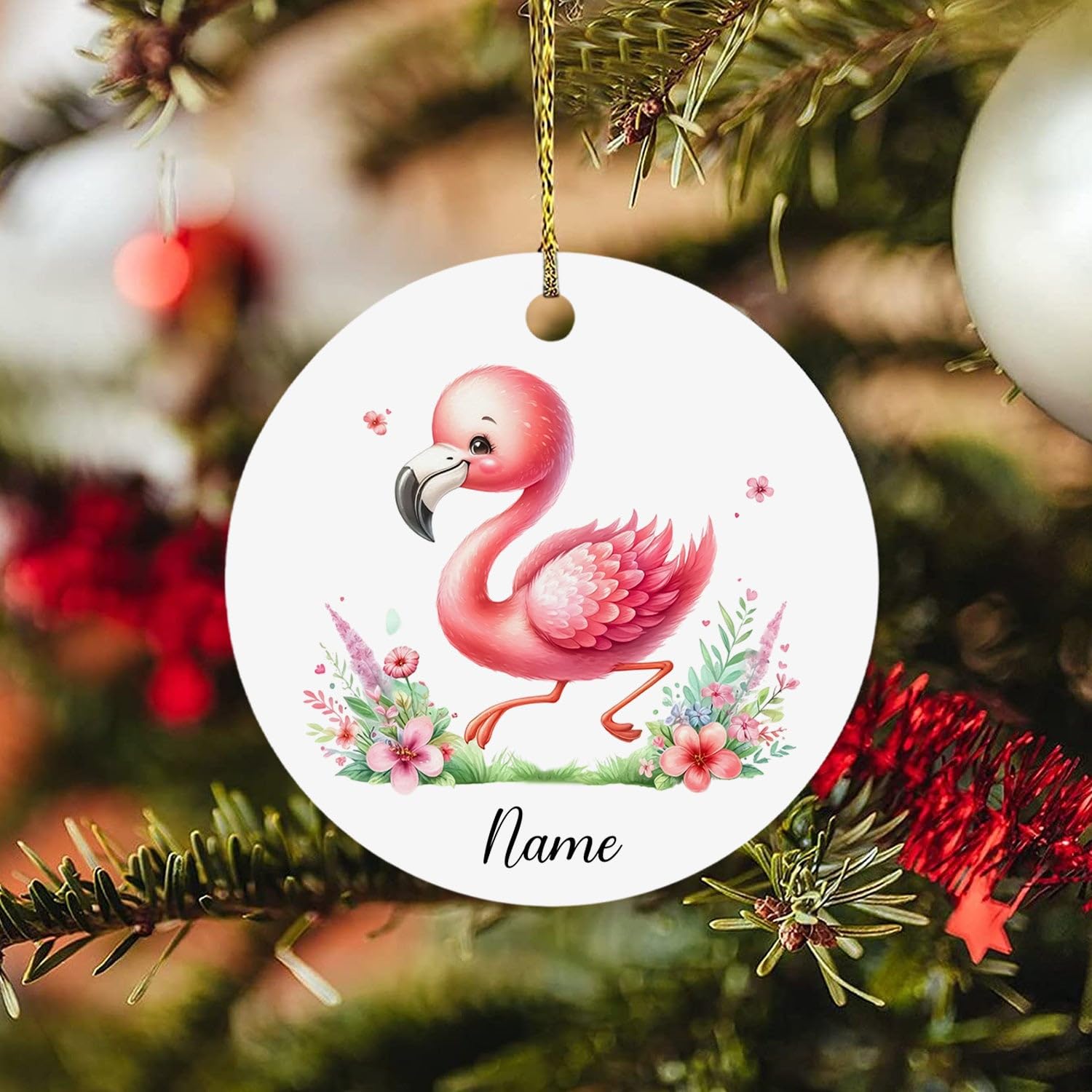 Flamingo Christmas Ornament, Set Of Three, Christmas Ornament, Flamingo