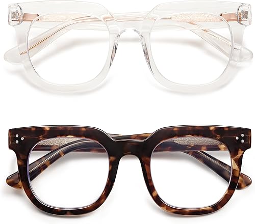 AMOMOMA Anteojos de lectura retro de gran tamaño con bloqueo de luz azul para mujeres y hombres, computadora cuadrada grande AM6056 disponible en Yaxa Peru