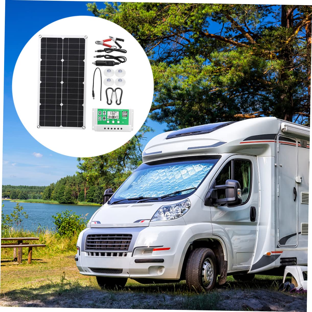 HEMOTON Kit Pannello Solare Pieghevole 25w 18v, Monocristallino, Leggero, Protezione da Sovraccarico e Inversione, per Emergenze in Auto e Montagna