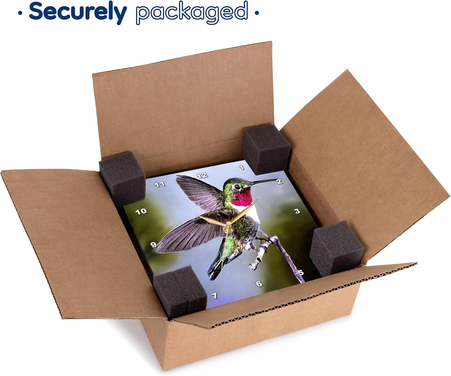 3dRose DPP_960_3 Hummingbird, Bird-Wall Clock, 15-inch, Multicolor