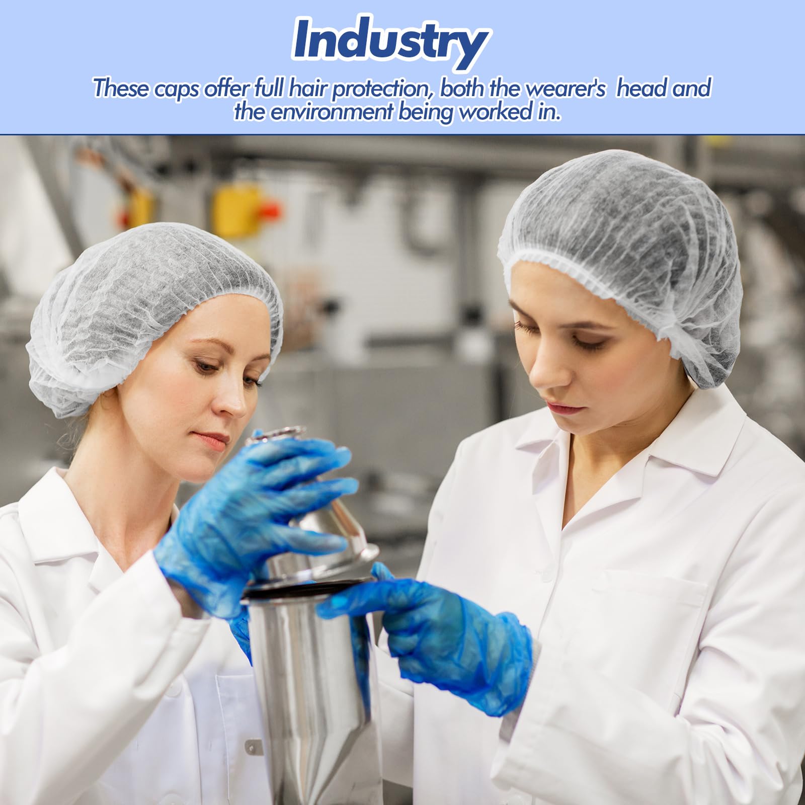 Yahenda 1000 gorras desechables a granel de 21 pulgadas desechables para el cabello, redecillas elásticas para el cabello, para servicio de alimentos, enfermeras, laboratorios
