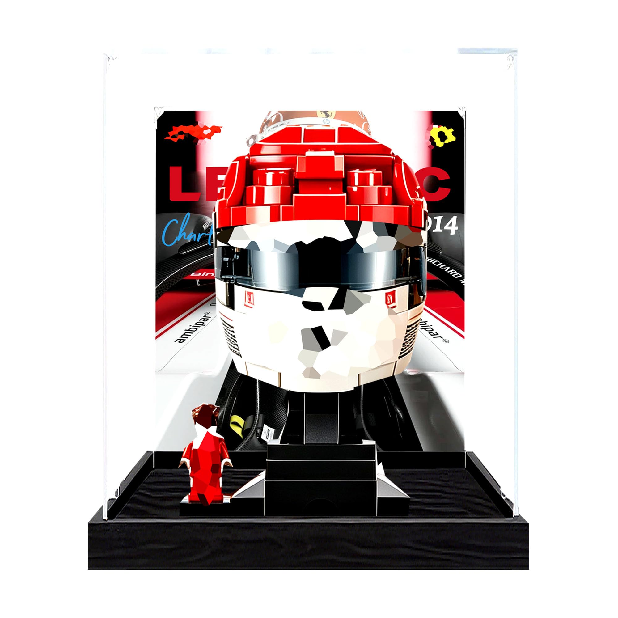 Ddxmml Background B Dustproof Display Case Compatible With Le-Go 43014 Helmet Sets (Background B)