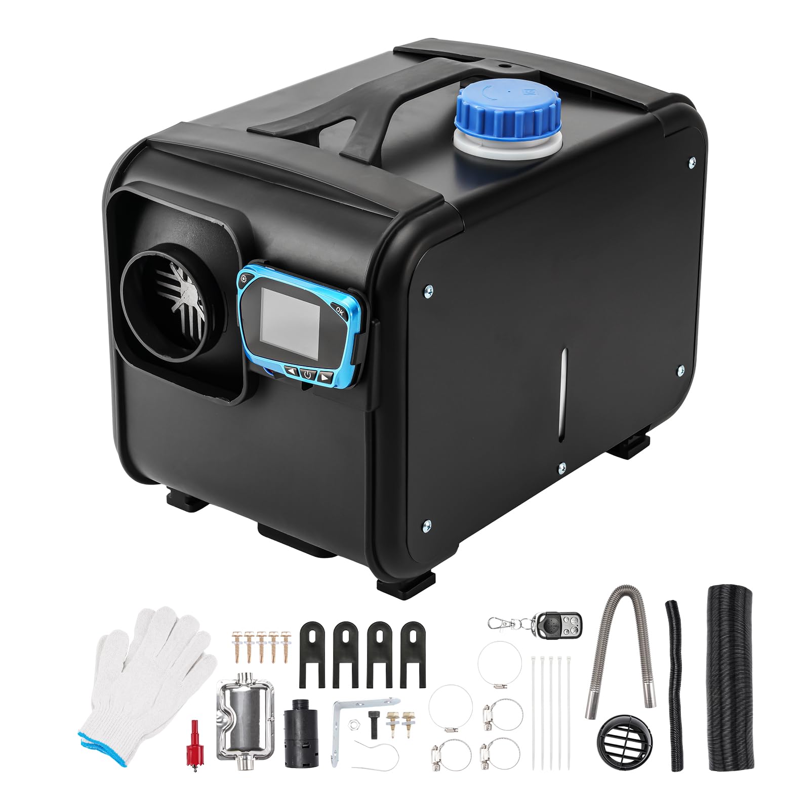 Calefactor de estacionamiento de aire de 12 V, 5 kW, todo en uno con silenciador y control remoto LCD, calefacción nocturna silenciosa para diésel, ideal para autocaravanas, coches, caravanas, camio