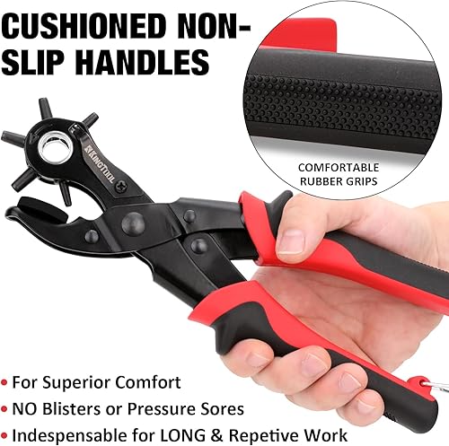 Miniatura 5 de KingTool Juego de perforaciones de cuero, perforador giratorio súper resistente, herramienta para hacer varios tamaños de agujeros