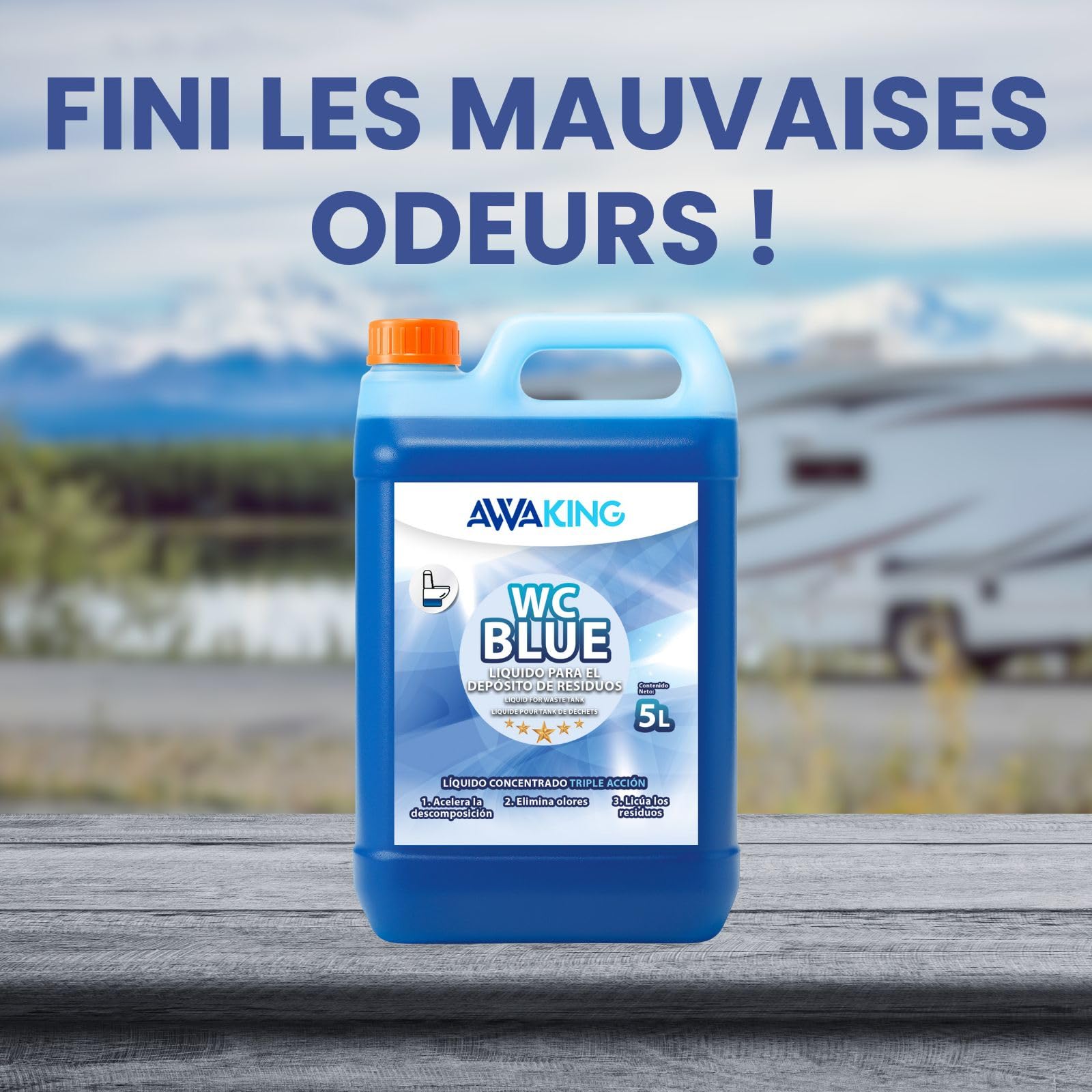 Plantawa Liquide WC Chimique Bleu 5 Litres | Concentré Liquide pour les Eaux Usées des Caravanes | Décomposition Efficace et Élimination des Odeurs pour les Toilettes Portables ou Potti