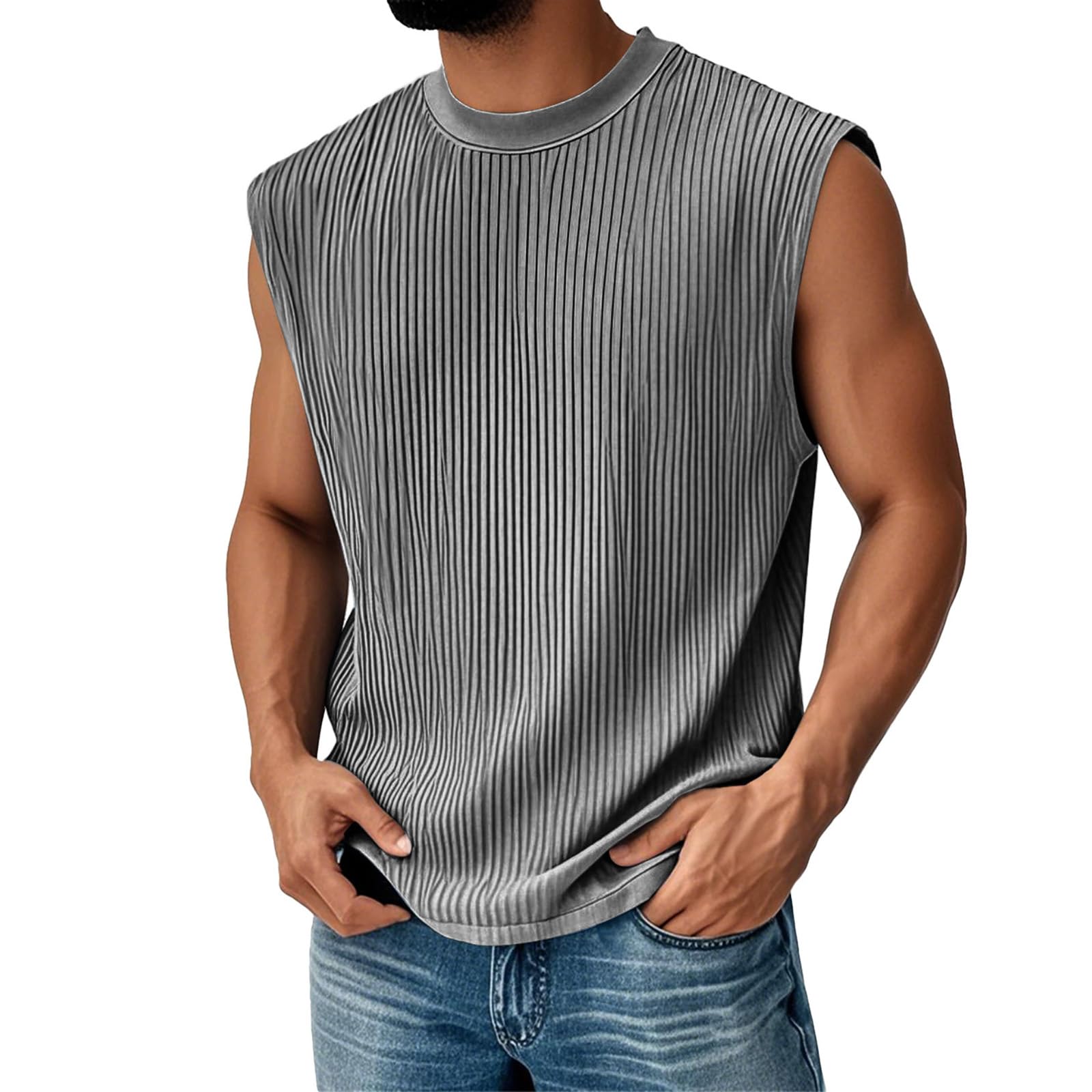 Sleeveless Shirts for Men Fitness Vest Wide Shoulder Vest Summer Fashion Top