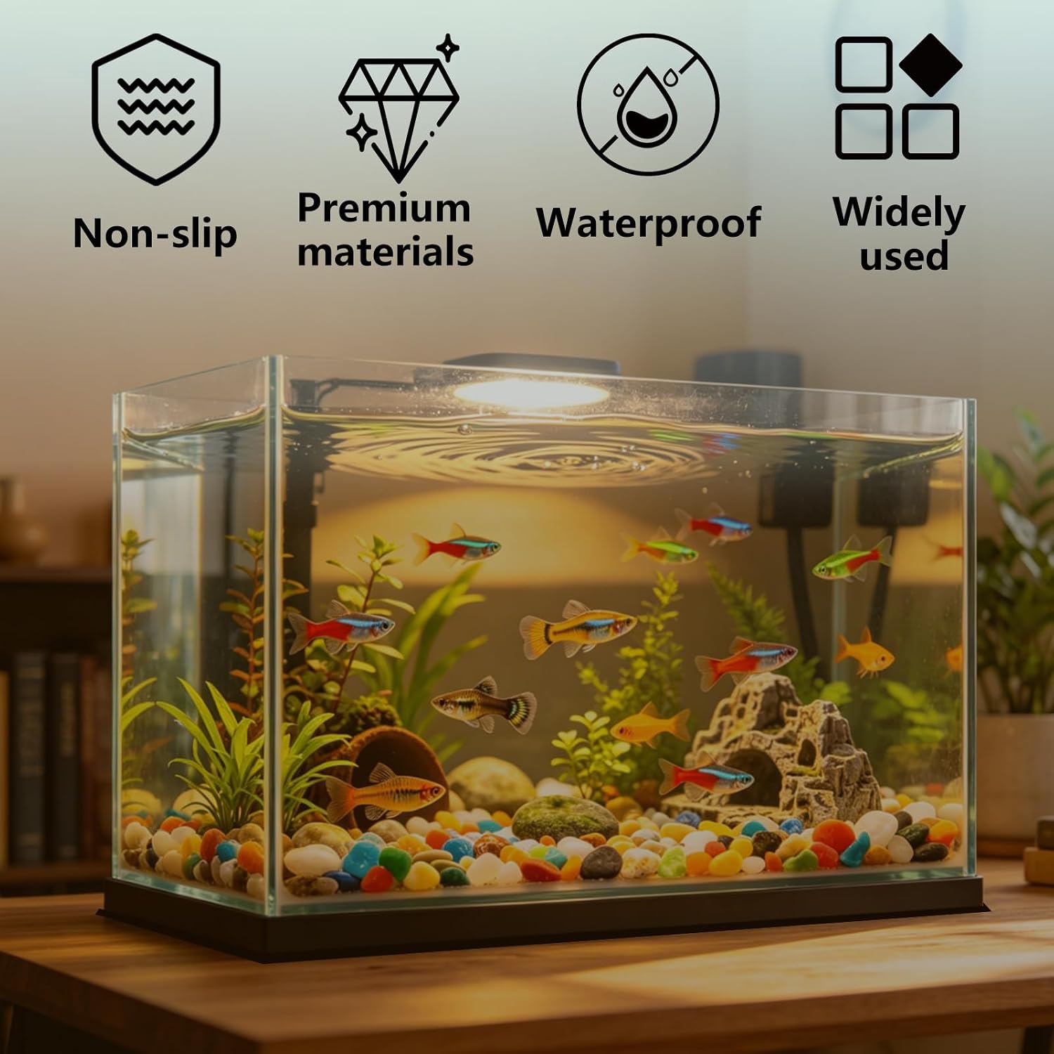 2 Pack Aquarium Leveling Mat for Under Tank 15''x 30''x 0.2'' | Fish Tank Pad Waterproof Shockproof Surface Texture Non-Slip Foam Without Adhesive Easy to Cut