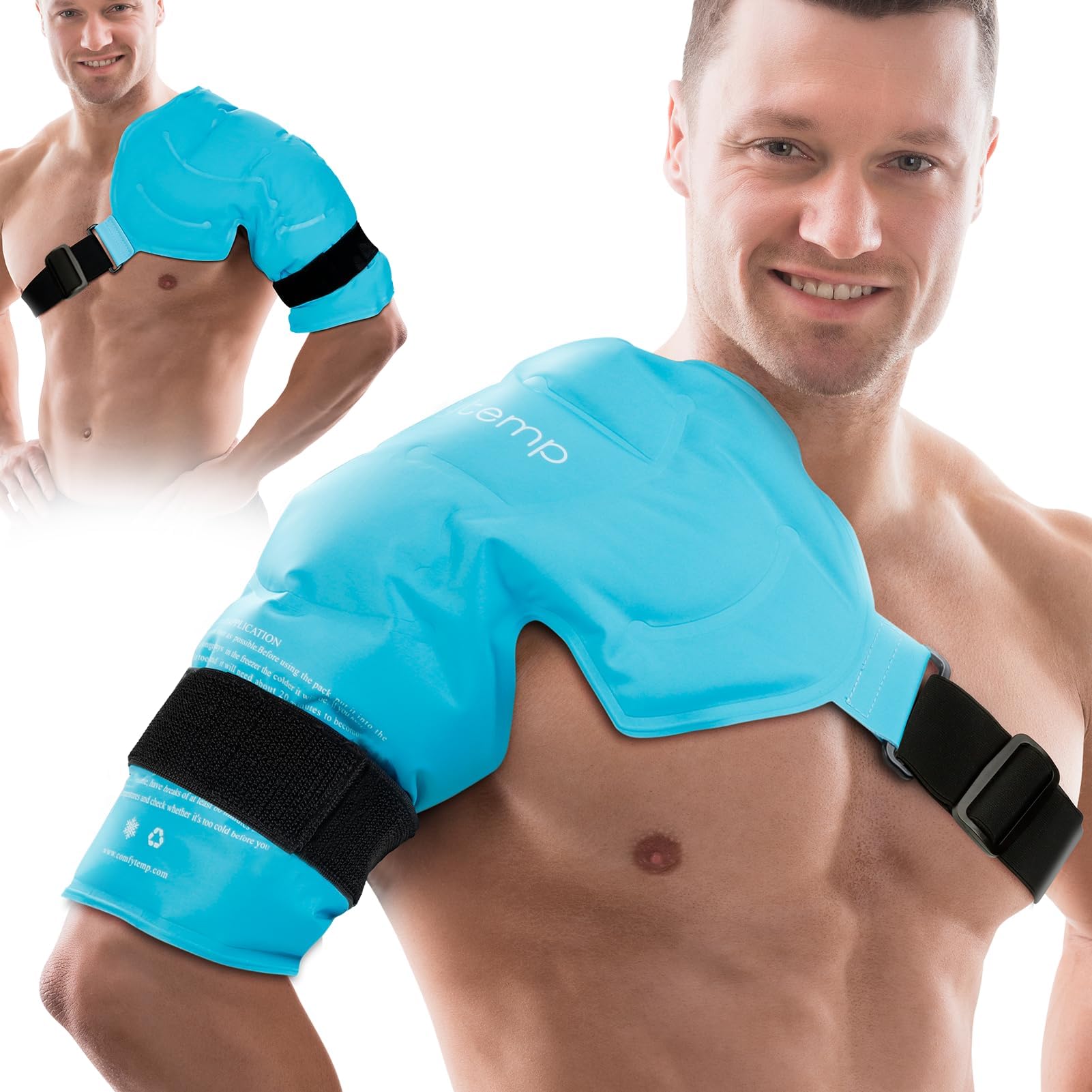 Ice Pack for Shoulders, Reusable Gel Cold Compress Shoulder Wraps for Rotator Cuff Injuries, Swelling, Upper Back Pain Relief, Compression Brace for Injuries (Size: XL Shoulder Ice Pack Wrap for Men)