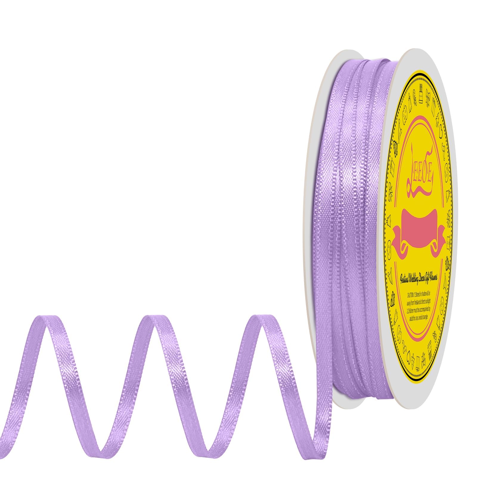 Double Face Light Purple Satin Ribbon 1/8 inch X 50 Yards Polyester Light Purple Ribbon for Gift Wrapping Very Suitable for Weddings Party Invitation Decorations and More