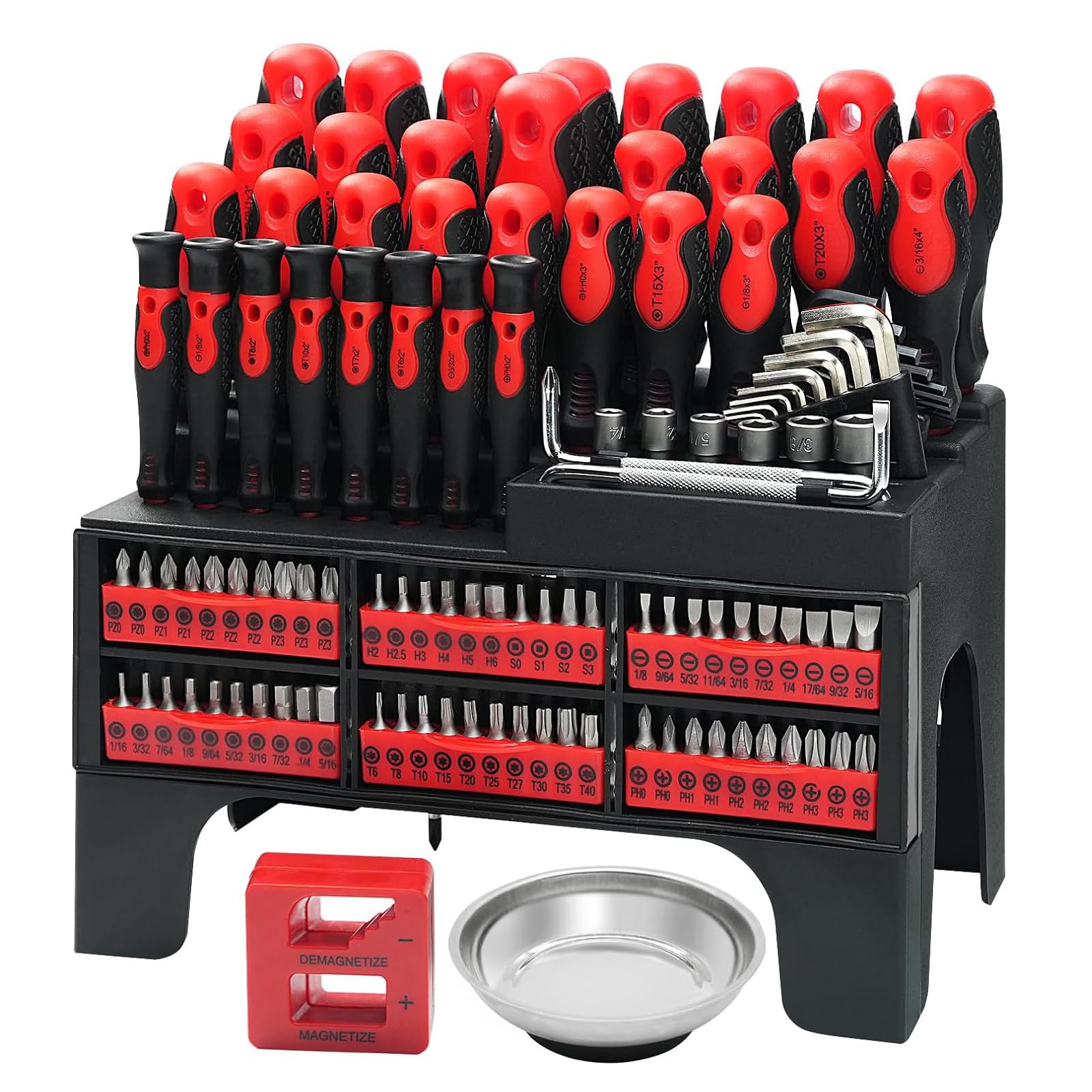 Juego de destornilladores magnéticos de 118 piezas, con carraca y soporte de pared, juego de destornilladores de precisión para electrónica, coche, hogar, juego de puntas CR-V con almacenamiento